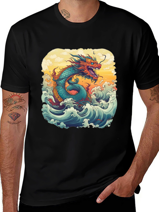 Dragon Wave Graphic Tee - Unique Design