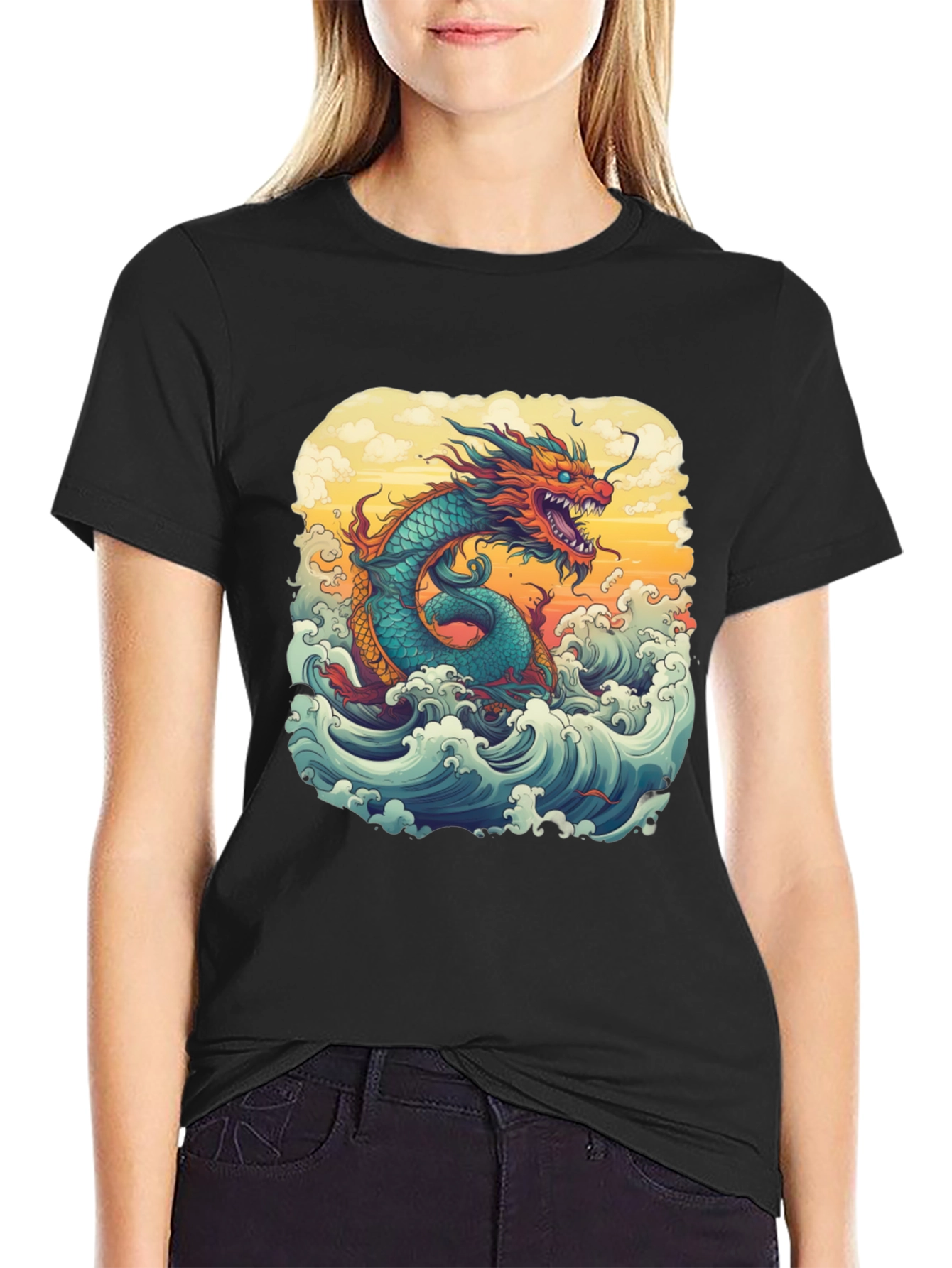 Dragon Wave Graphic Tee - Unique Design