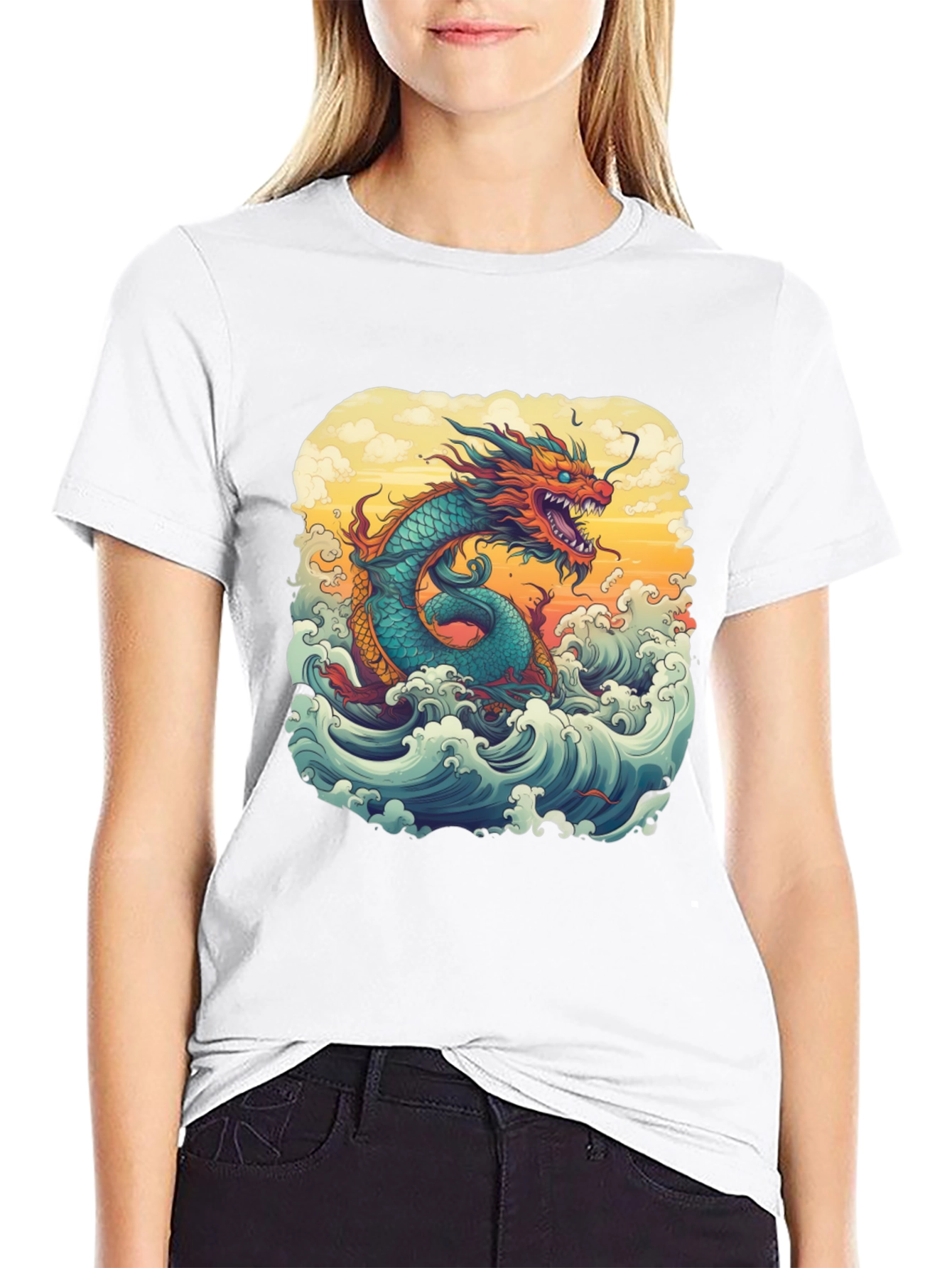 Dragon Wave Graphic Tee - Unique Design
