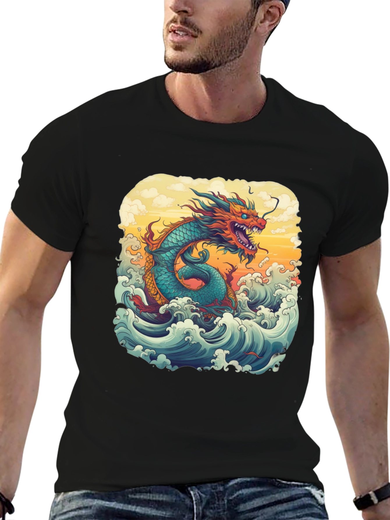 Dragon Wave Graphic Tee - Unique Design