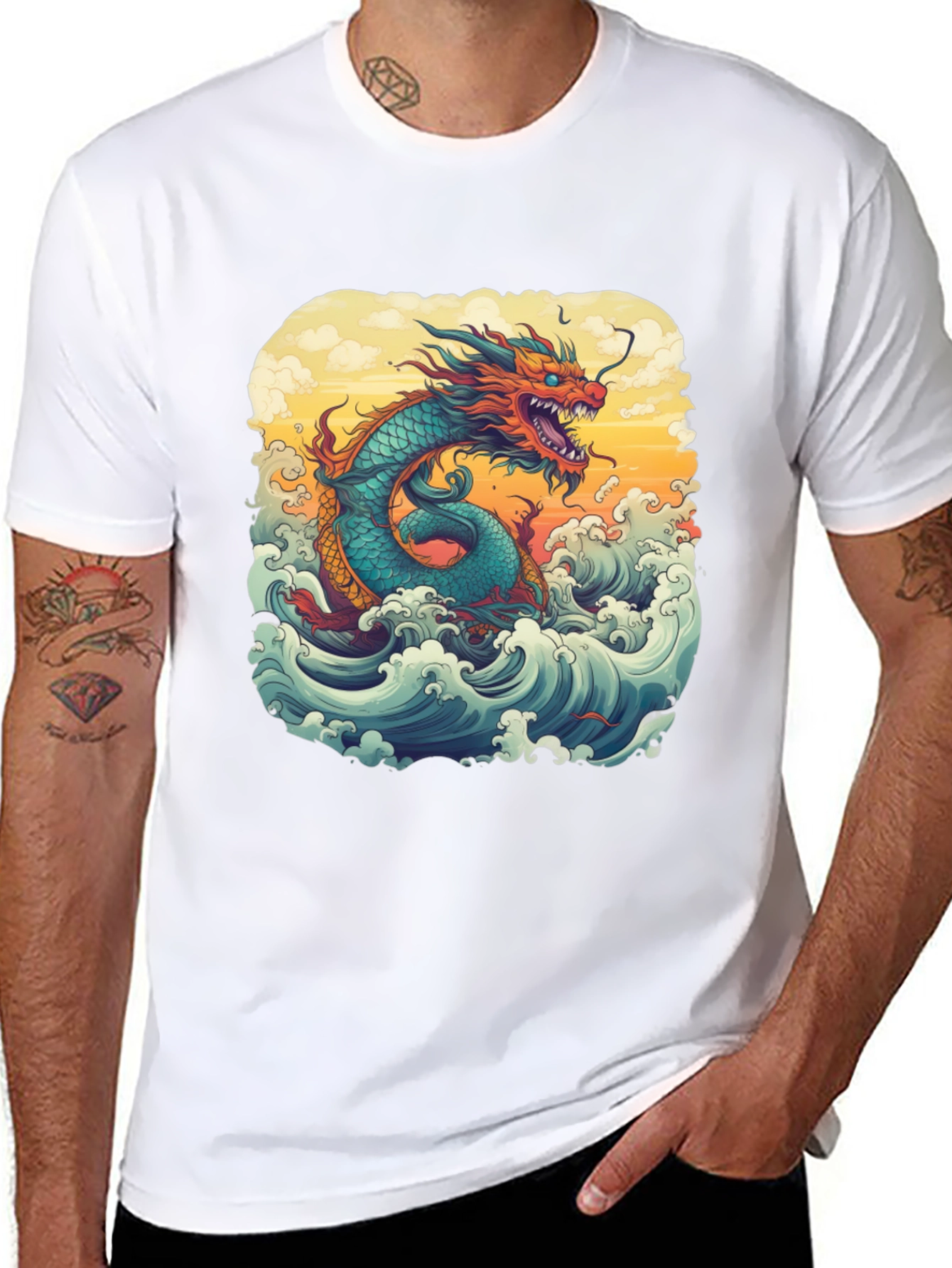 Dragon Wave Graphic Tee - Unique Design