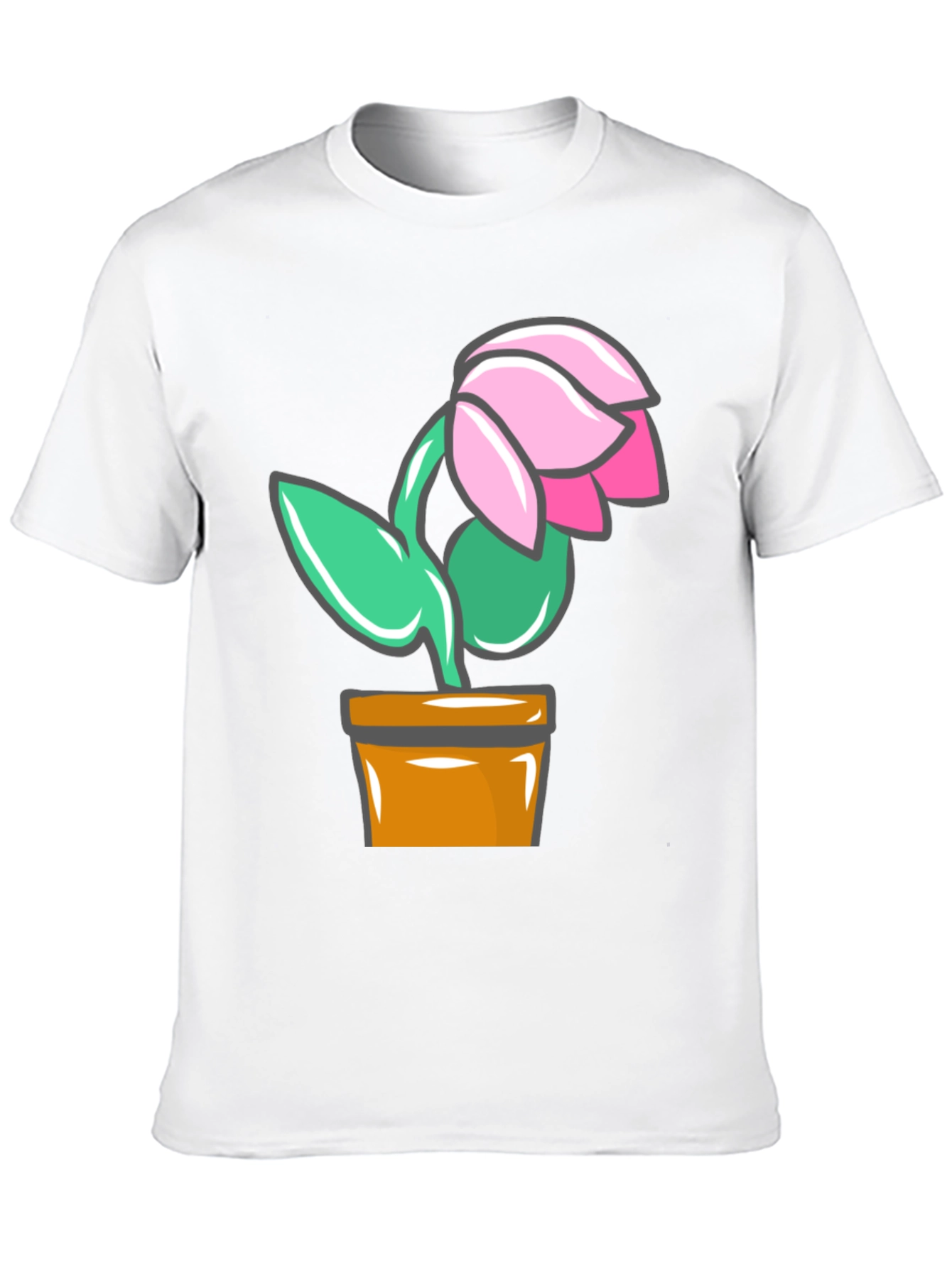 Cartoon Flower Graphic T-Shirt - Black