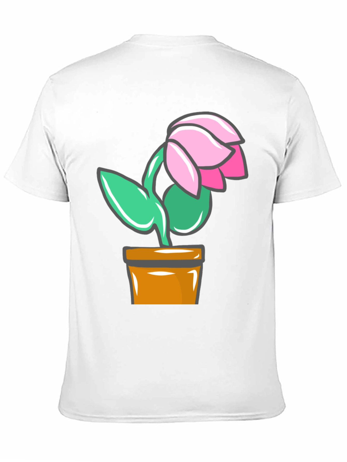 Cartoon Flower Graphic T-Shirt - Black