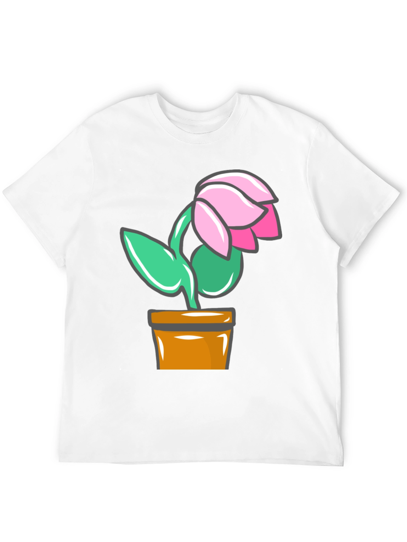 Cartoon Flower Graphic T-Shirt - Black