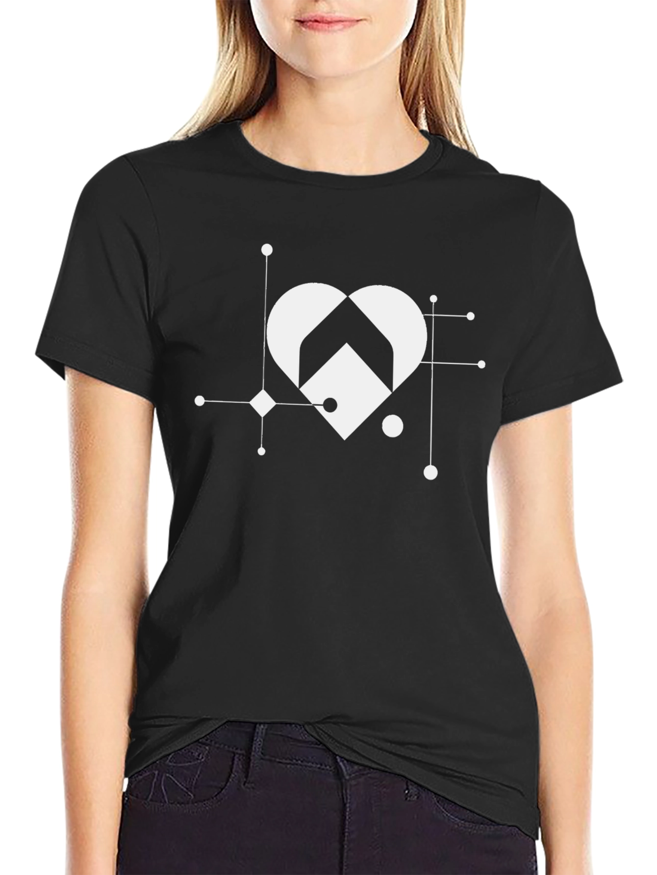 Geometric Heart Graphic T-Shirt - Stylish Casual Wear