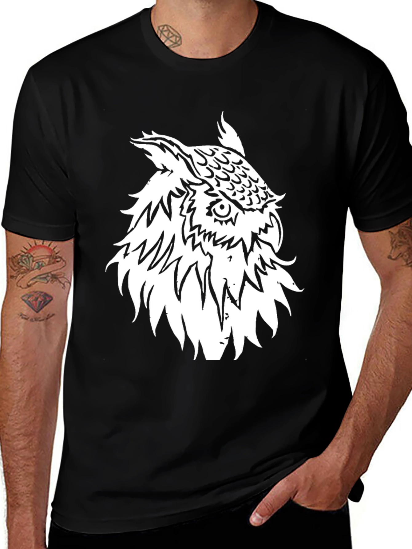 Cool Owl Graphic Black T-Shirt