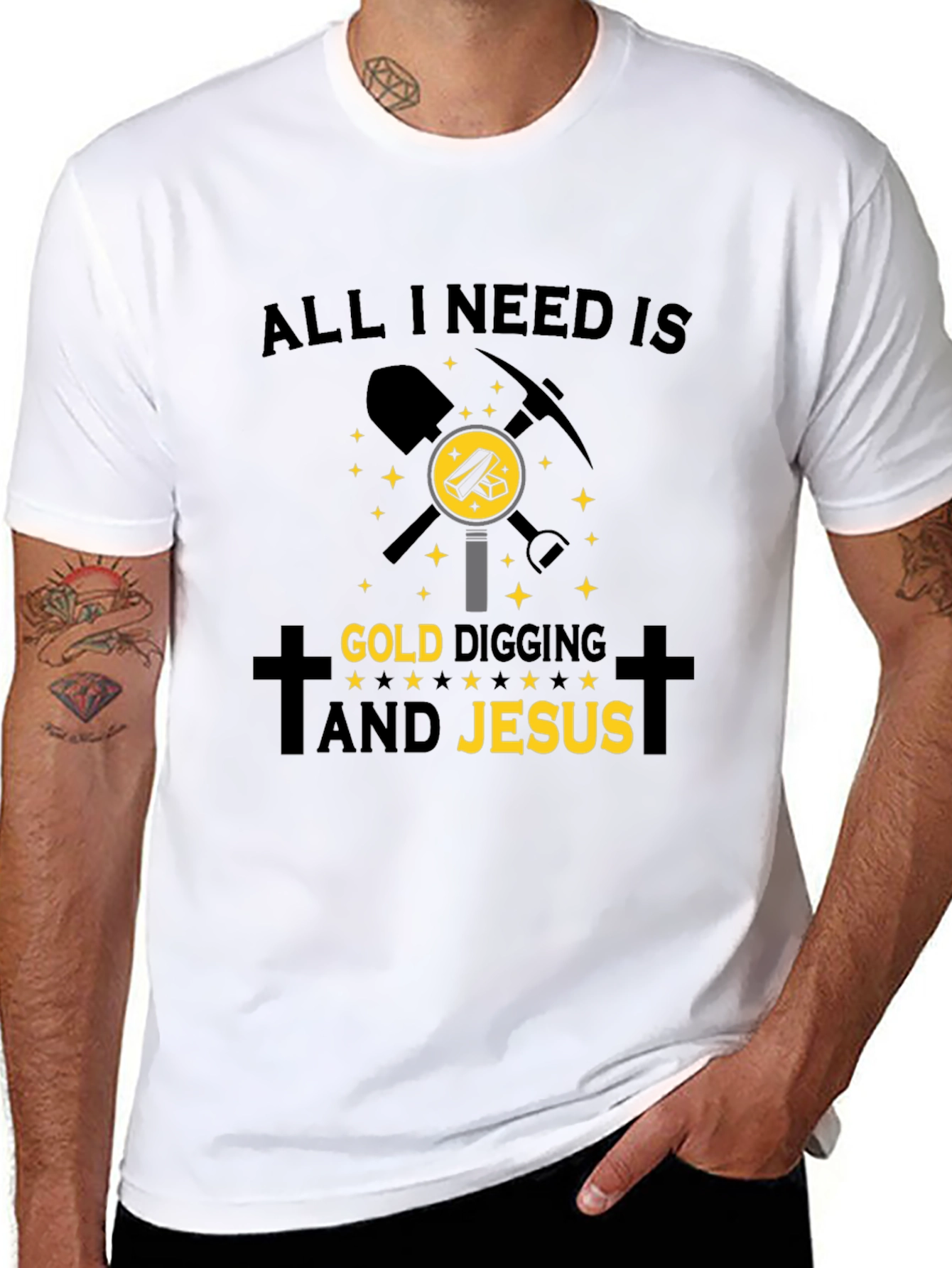 Gold Digging & Jesus T-Shirt - Black