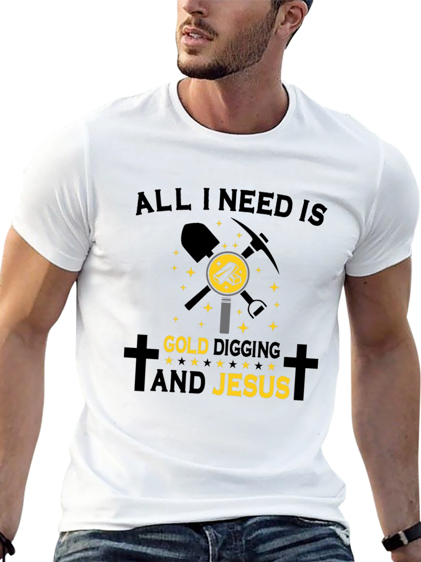 Gold Digging & Jesus T-Shirt - Black