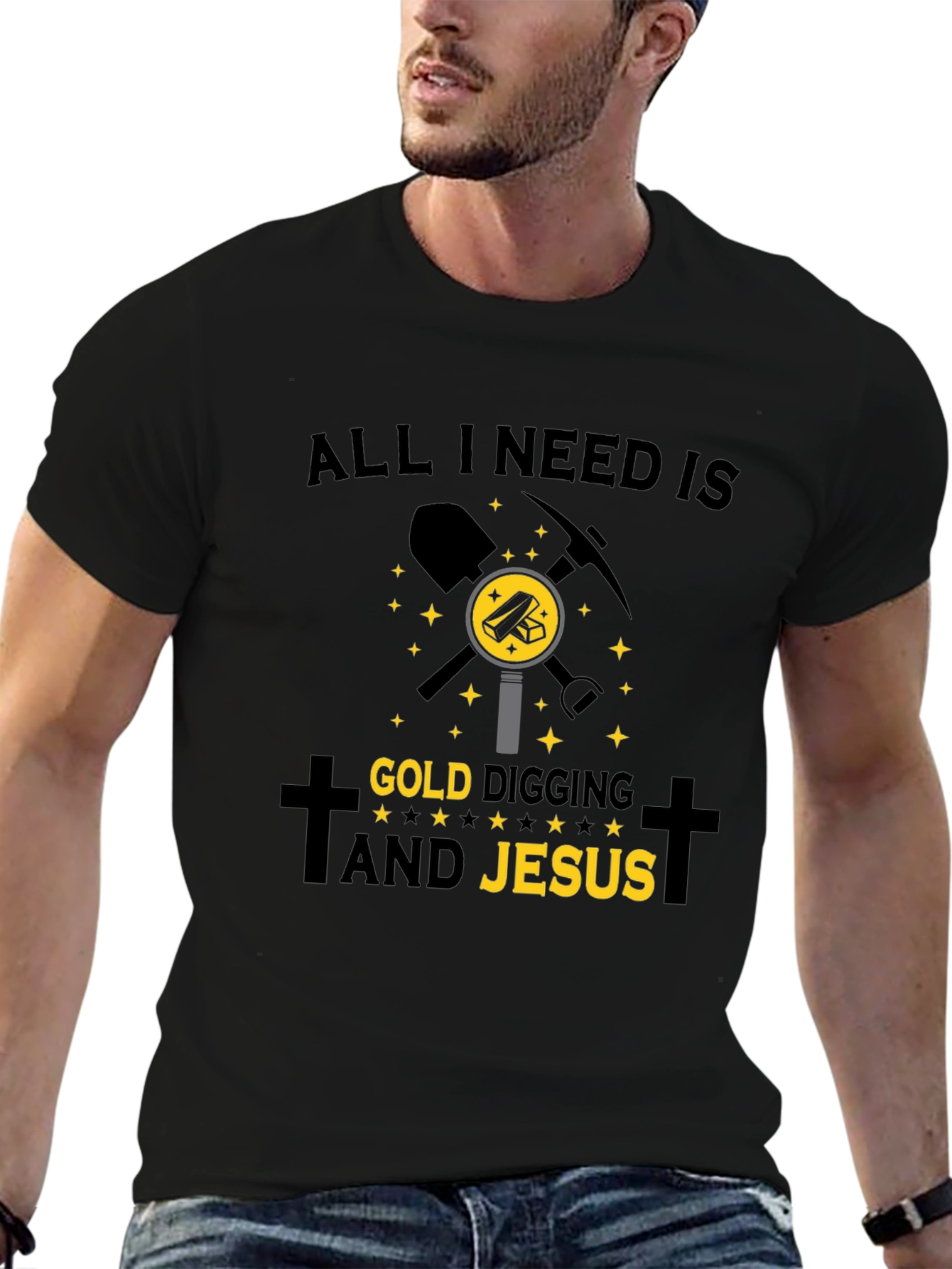 Gold Digging & Jesus T-Shirt - Black