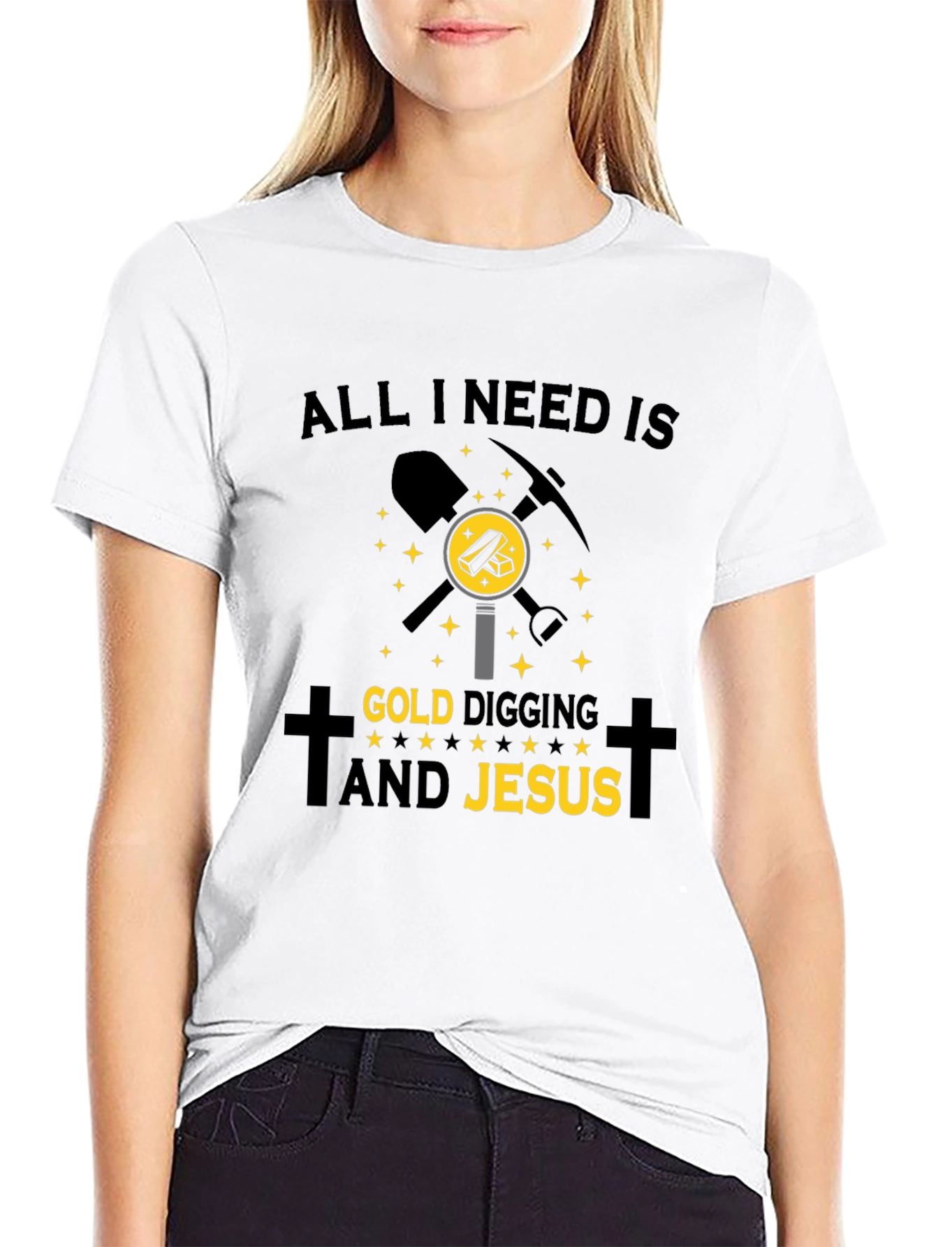 Gold Digging & Jesus T-Shirt - Black
