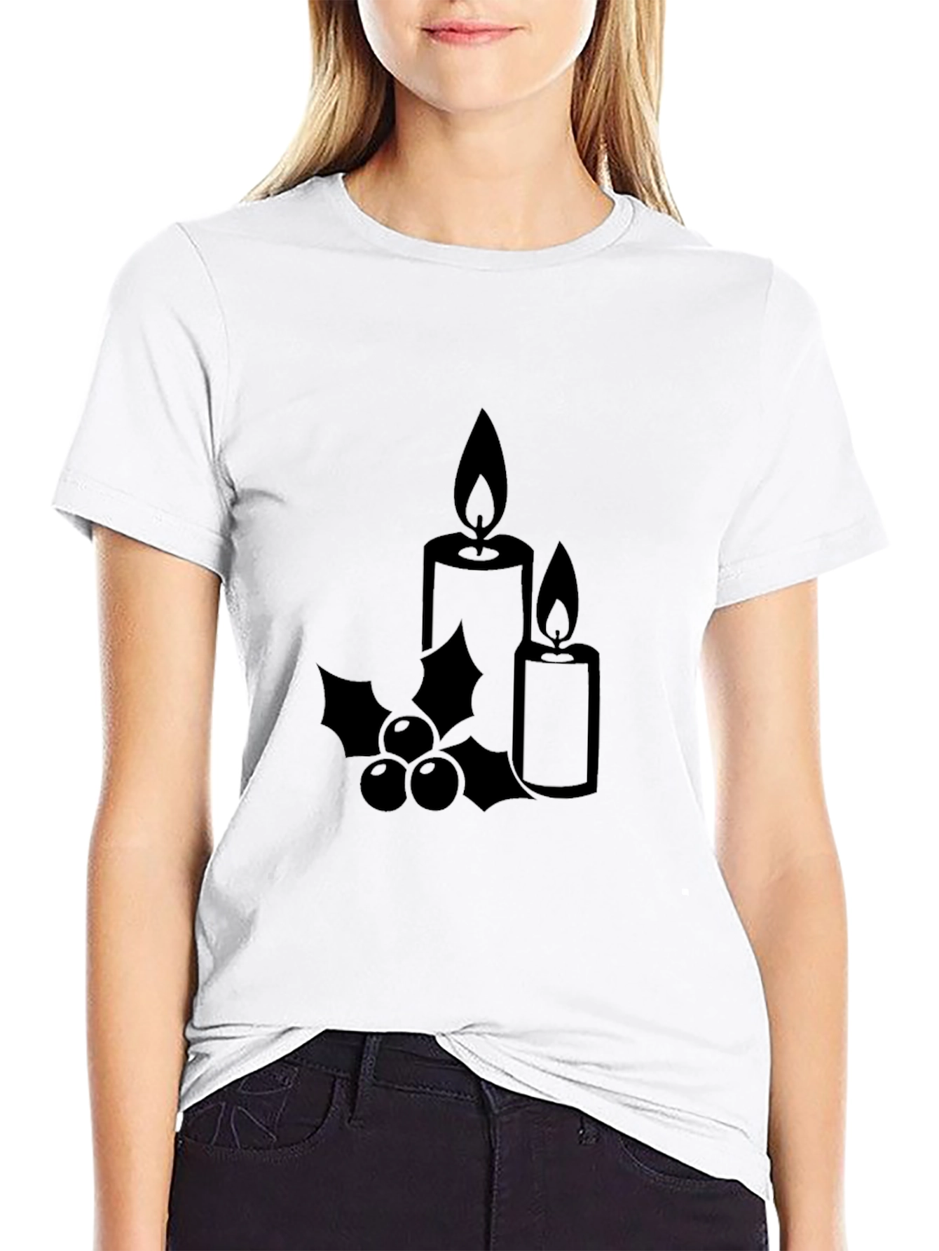 Festive Candle Graphic Tee - Holiday Spirit