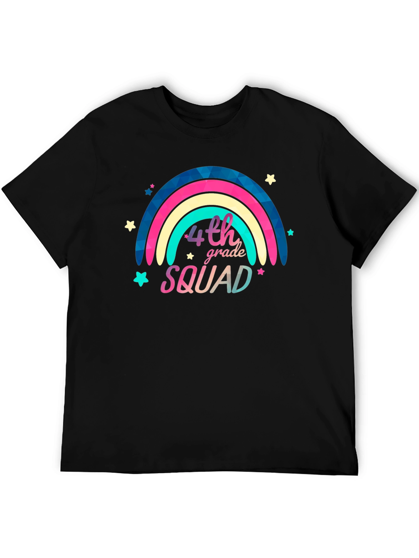 4th Grade Squad Rainbow Graphic Tee - Black