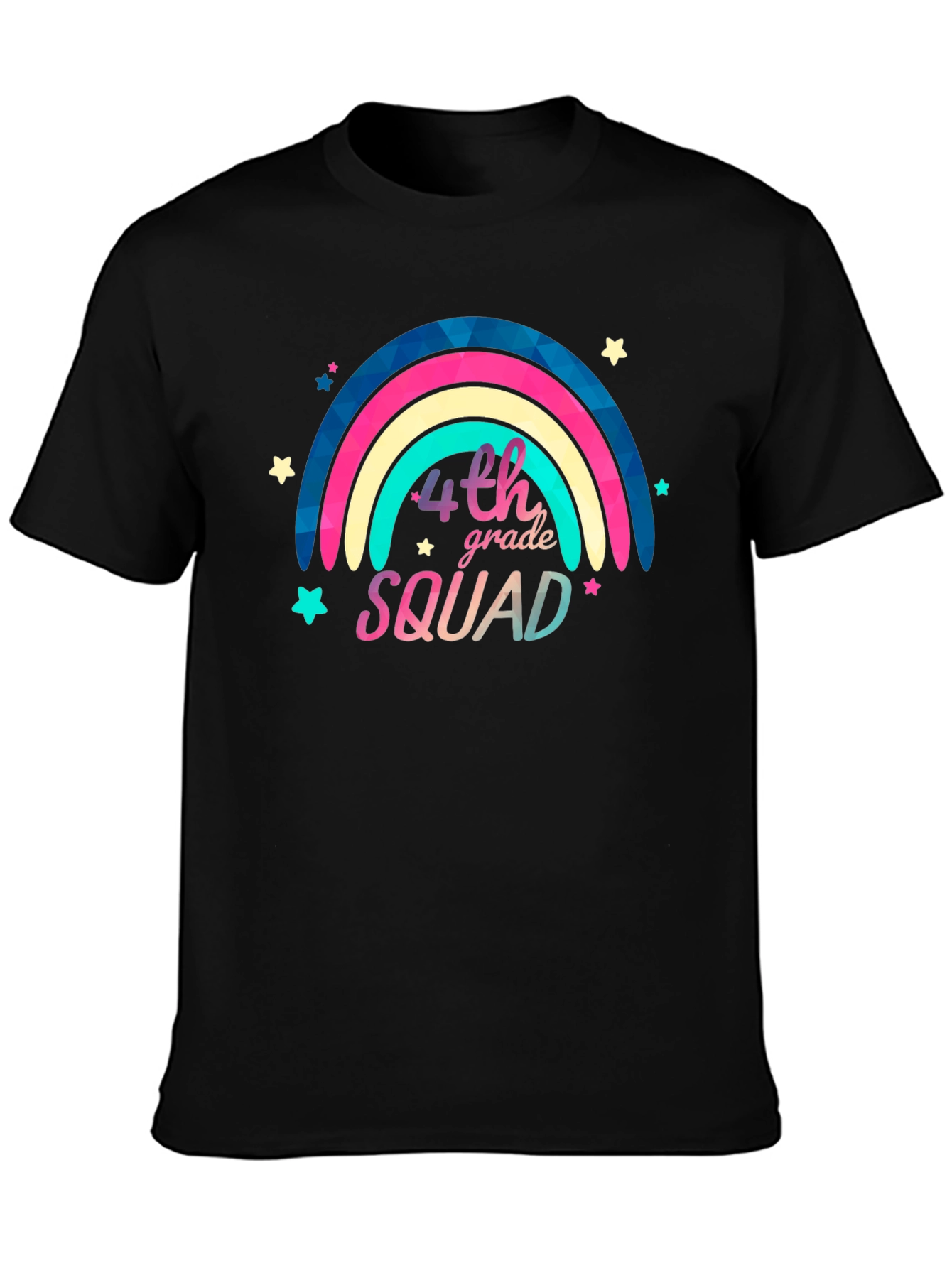 4th Grade Squad Rainbow Graphic Tee - Black
