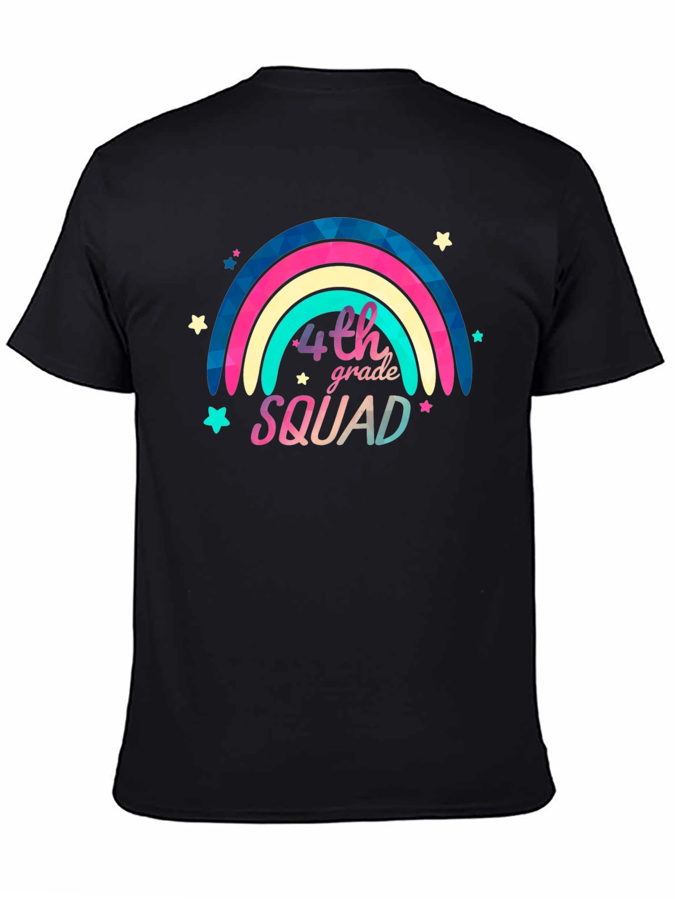 4th Grade Squad Rainbow Graphic Tee - Black