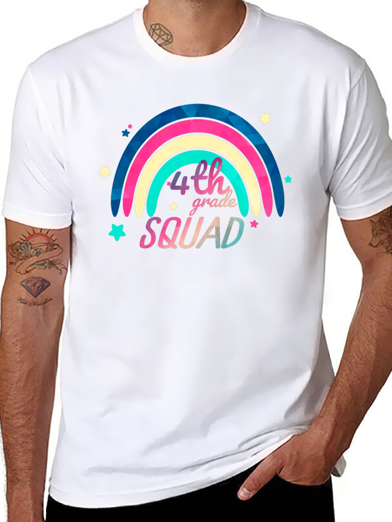 4th Grade Squad Rainbow Graphic Tee - Black