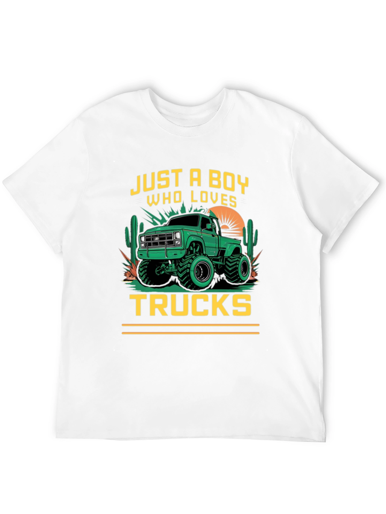 Boy Who Loves Trucks Black Graphic T-Shirt