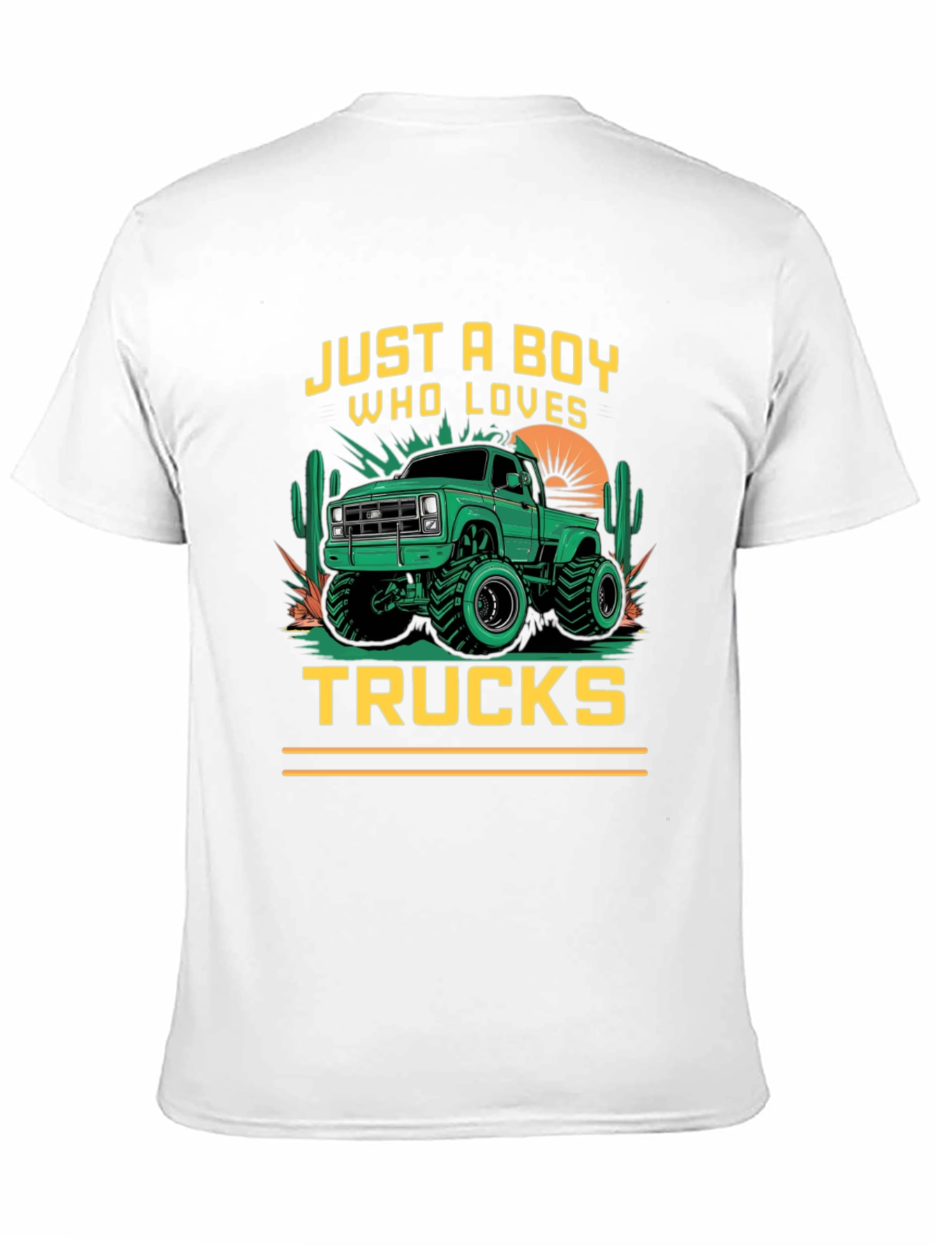Boy Who Loves Trucks Black Graphic T-Shirt