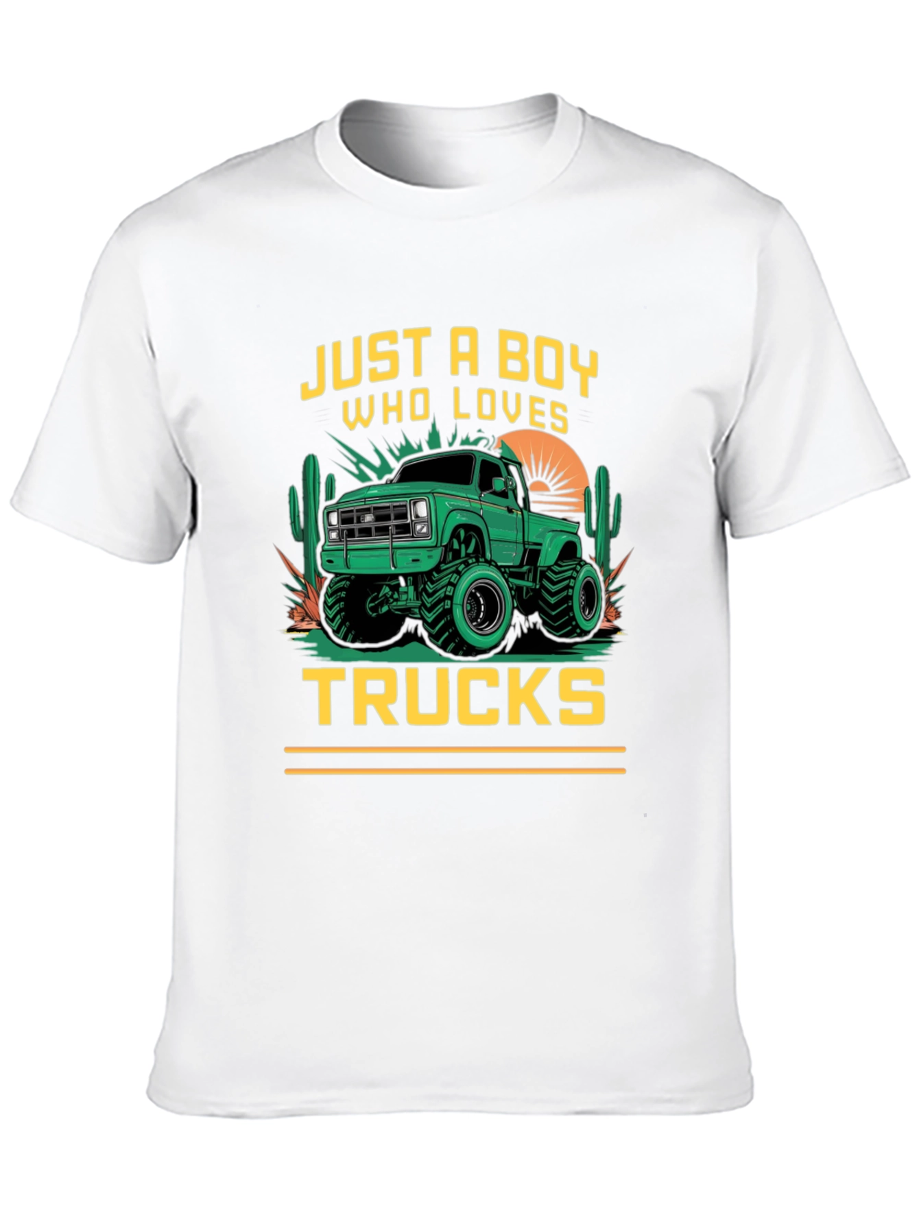 Boy Who Loves Trucks Black Graphic T-Shirt