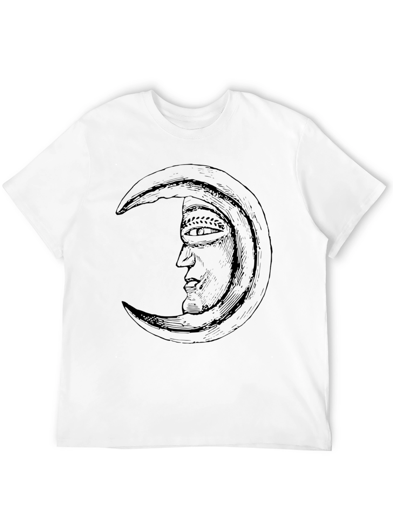Crescent Moon Face Graphic Black T-Shirt