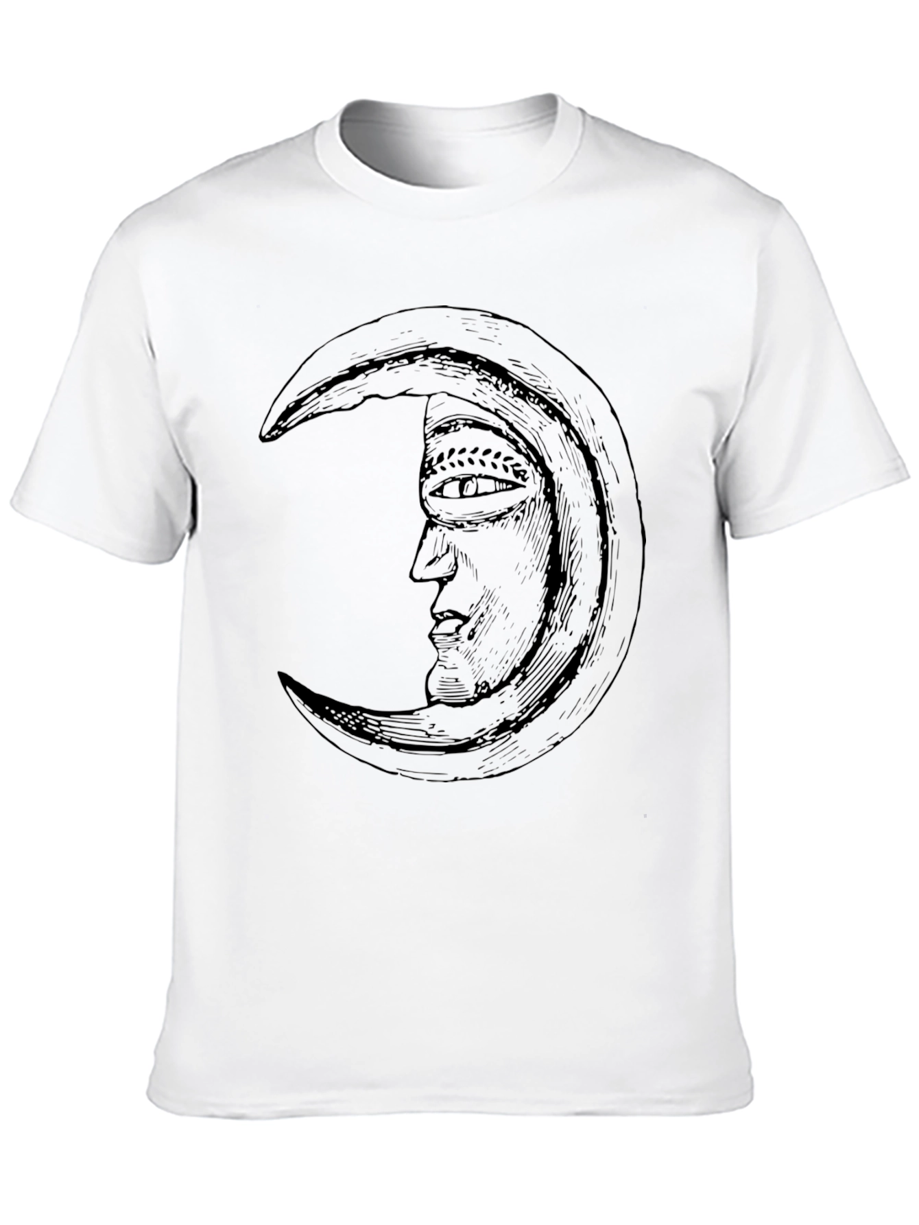 Crescent Moon Face Graphic Black T-Shirt