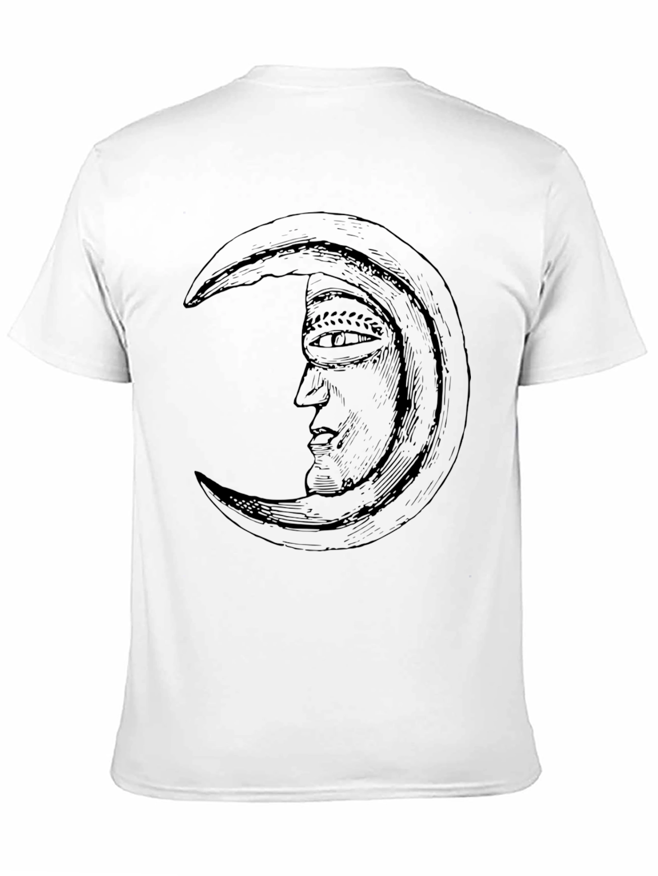 Crescent Moon Face Graphic Black T-Shirt