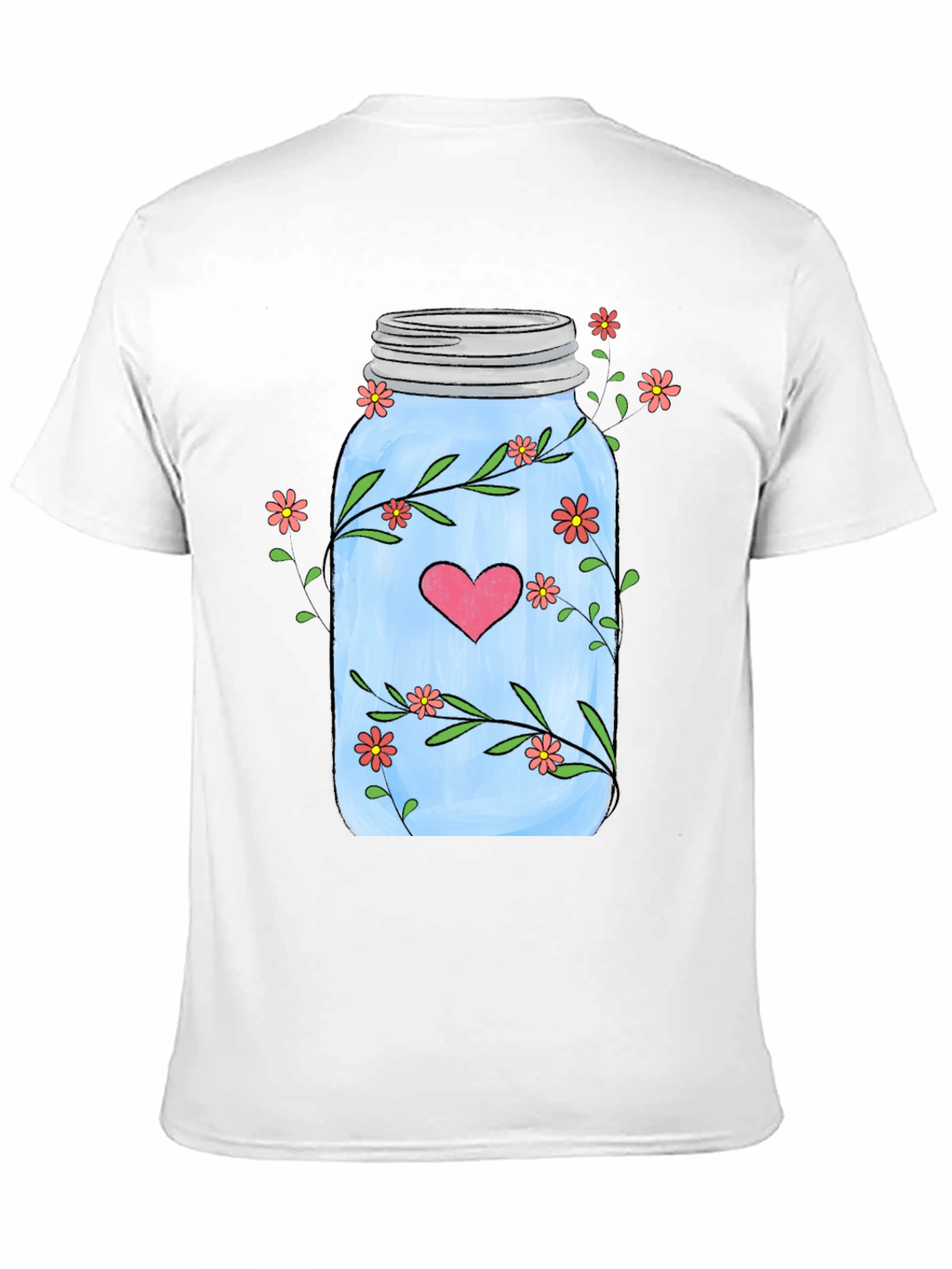 Floral Mason Jar Heart T-Shirt - Unique Design