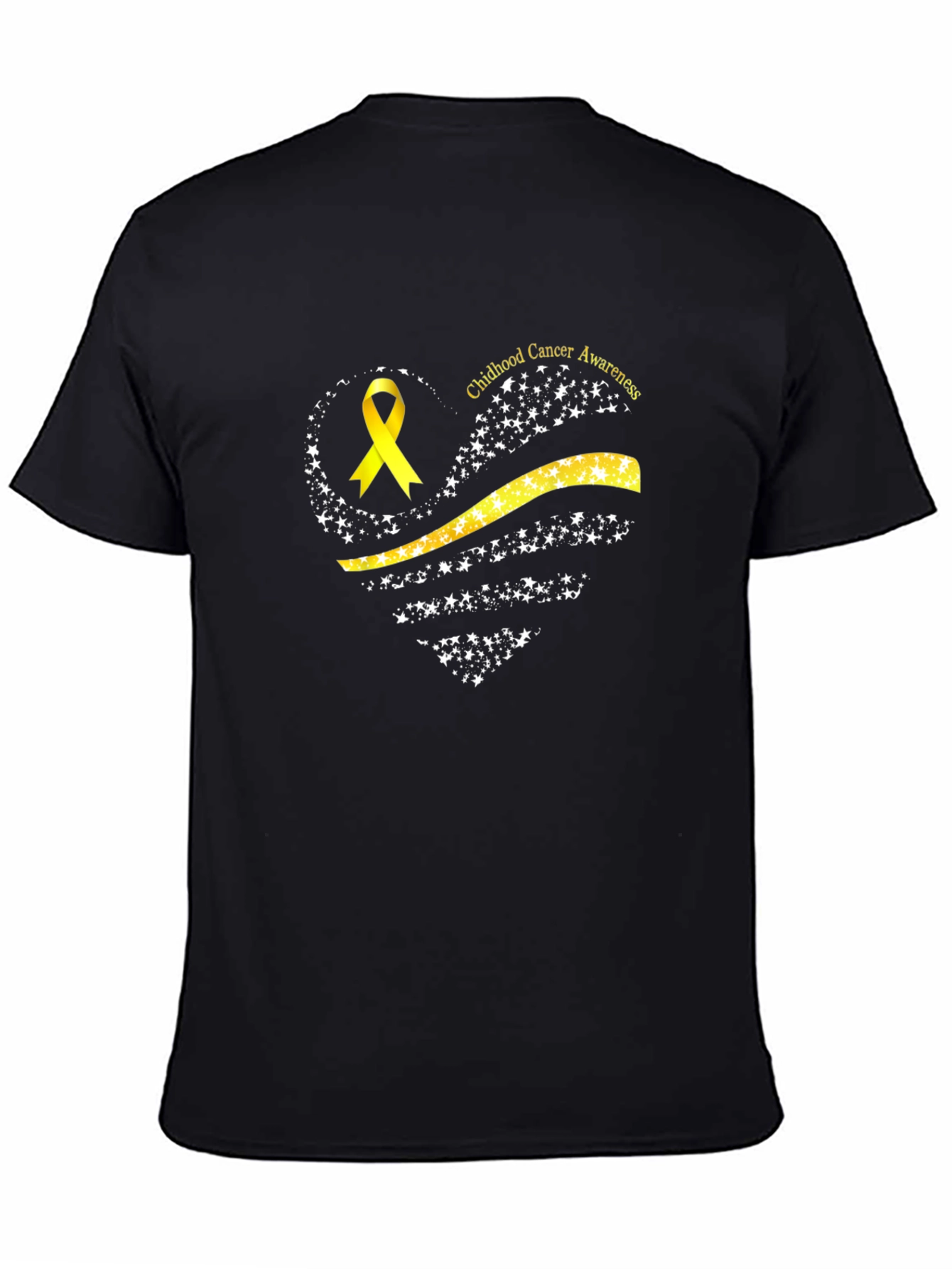 Childhood Cancer Awareness T-Shirt - Gold Ribbon Heart