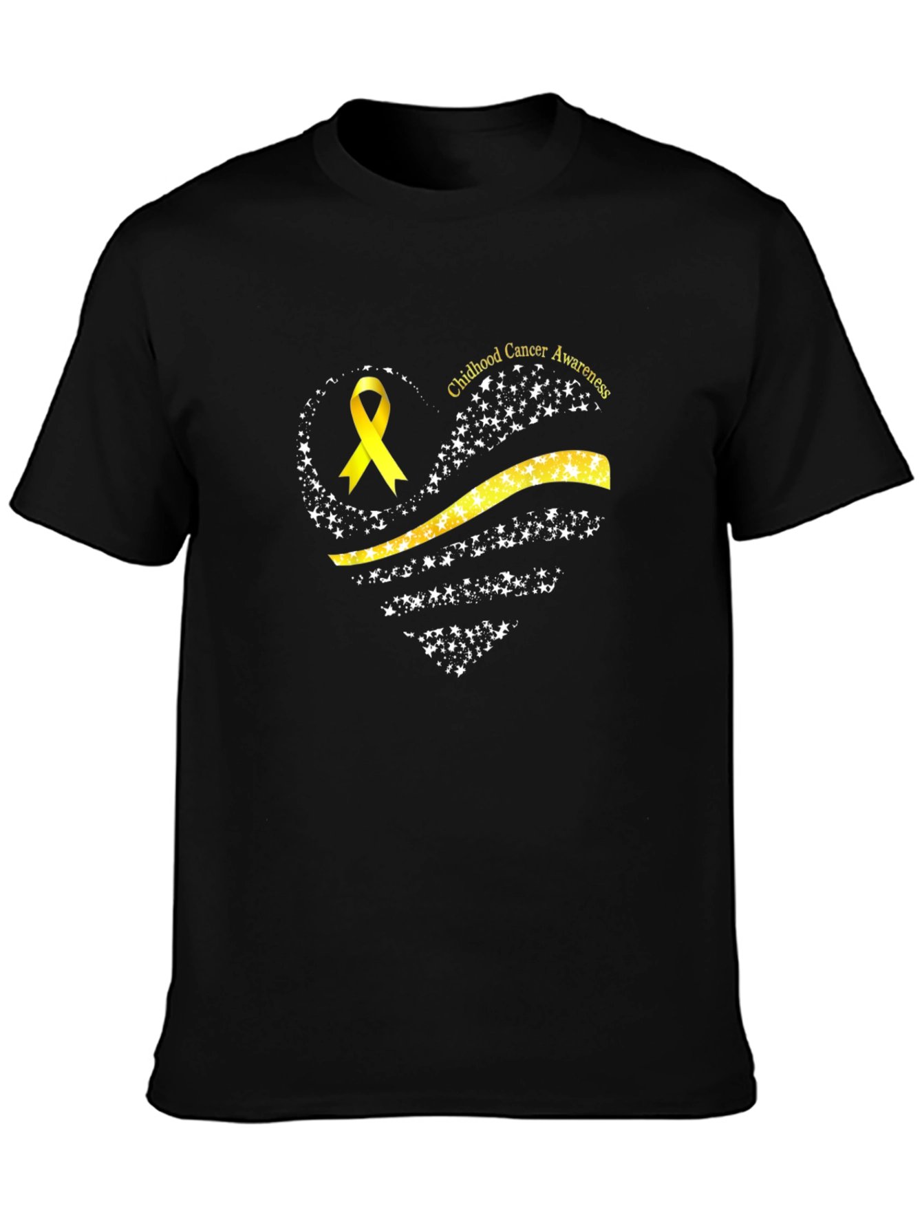 Childhood Cancer Awareness T-Shirt - Gold Ribbon Heart