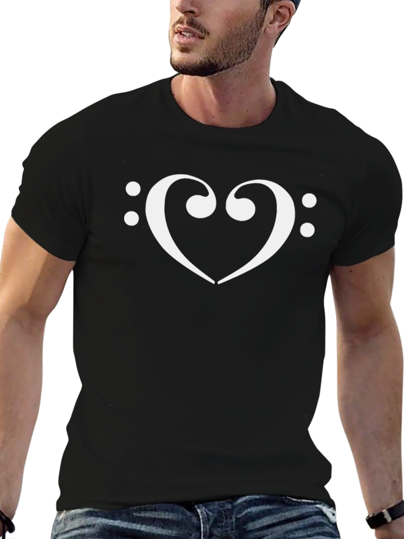 Bass Clef Heart T-Shirt - Musical Love Tee