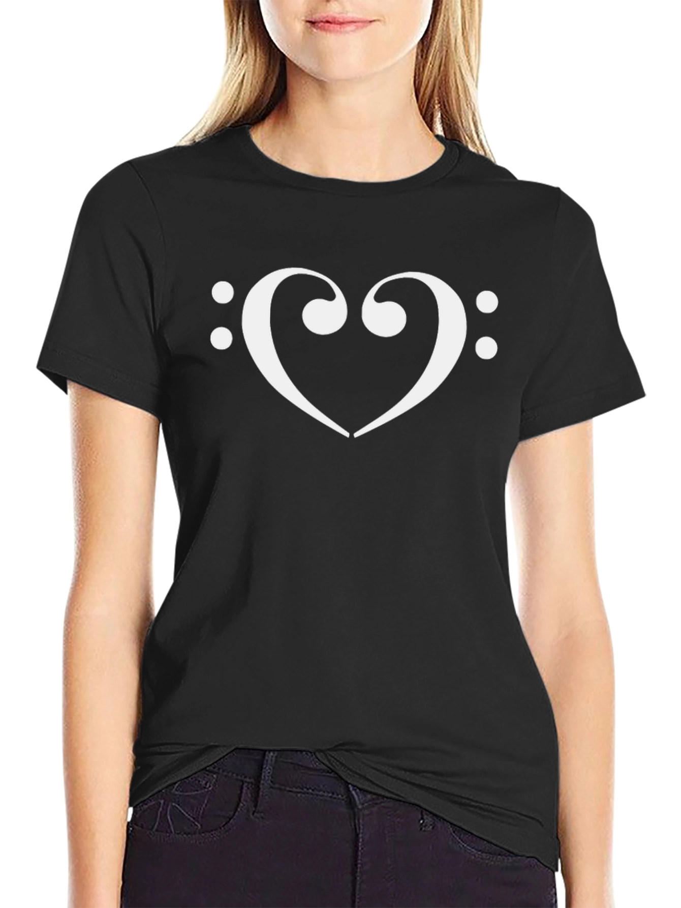 Bass Clef Heart T-Shirt - Musical Love Tee
