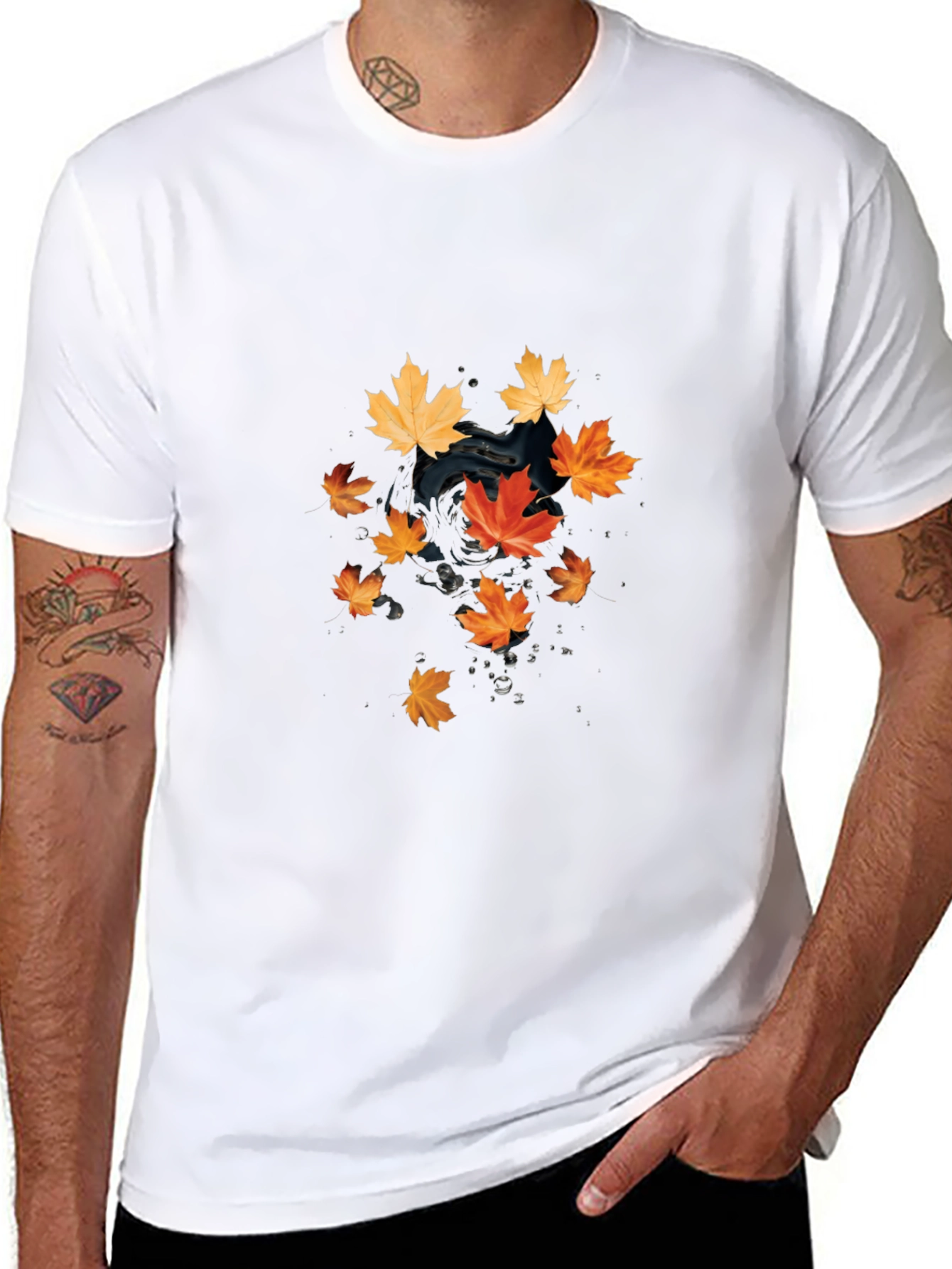 Autumn Leaves Black T-Shirt
