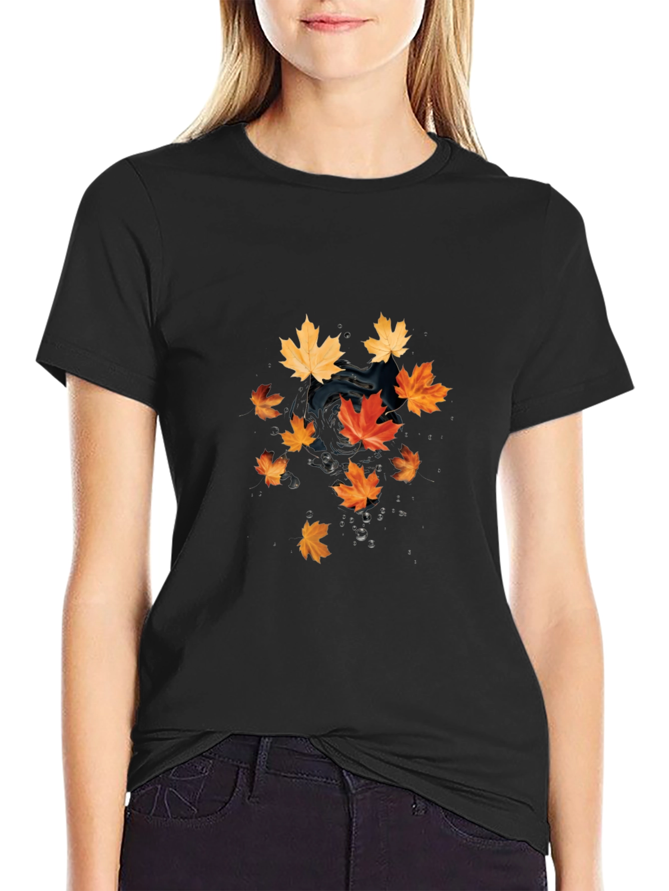 Autumn Leaves Black T-Shirt