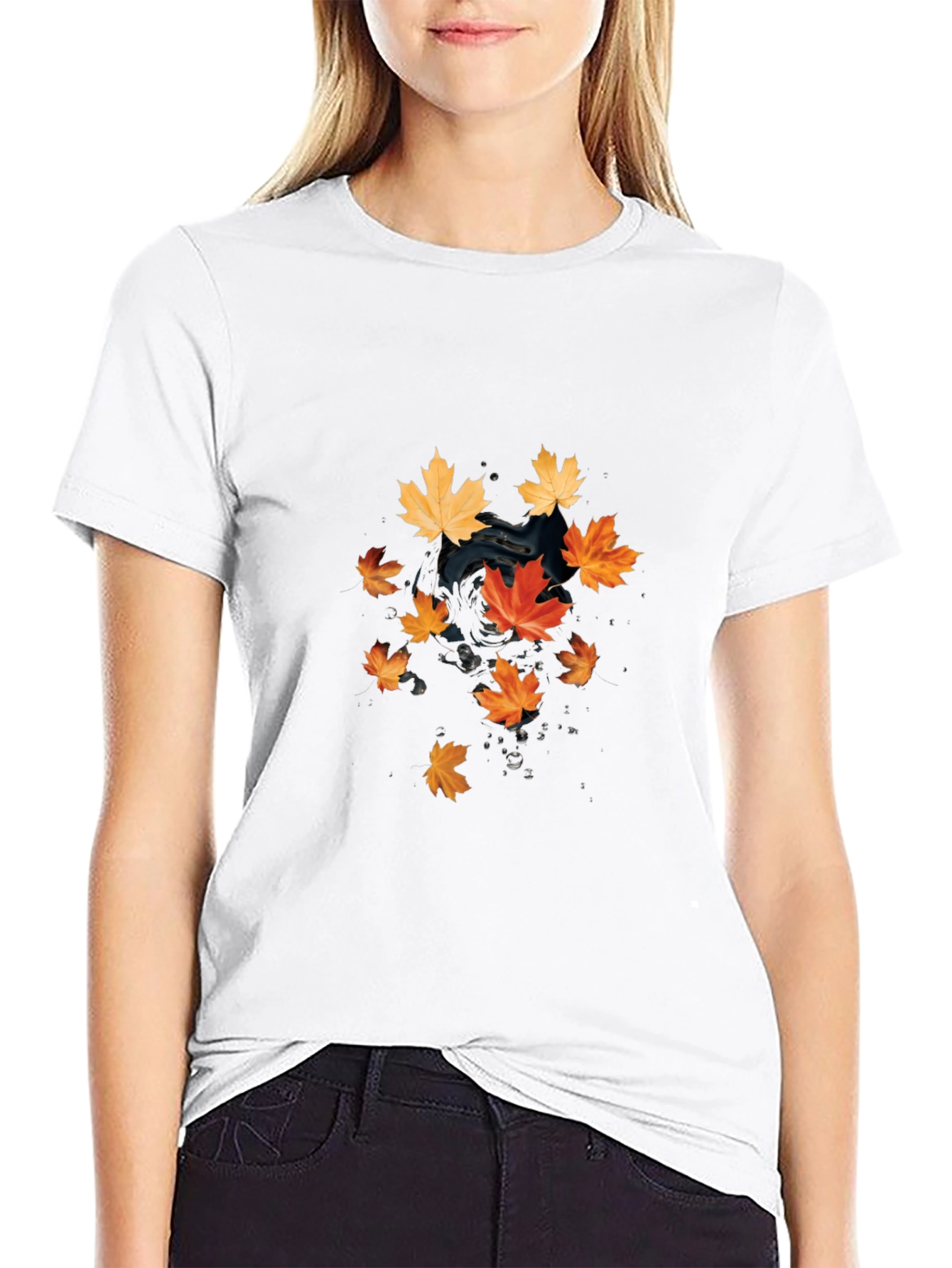 Autumn Leaves Black T-Shirt