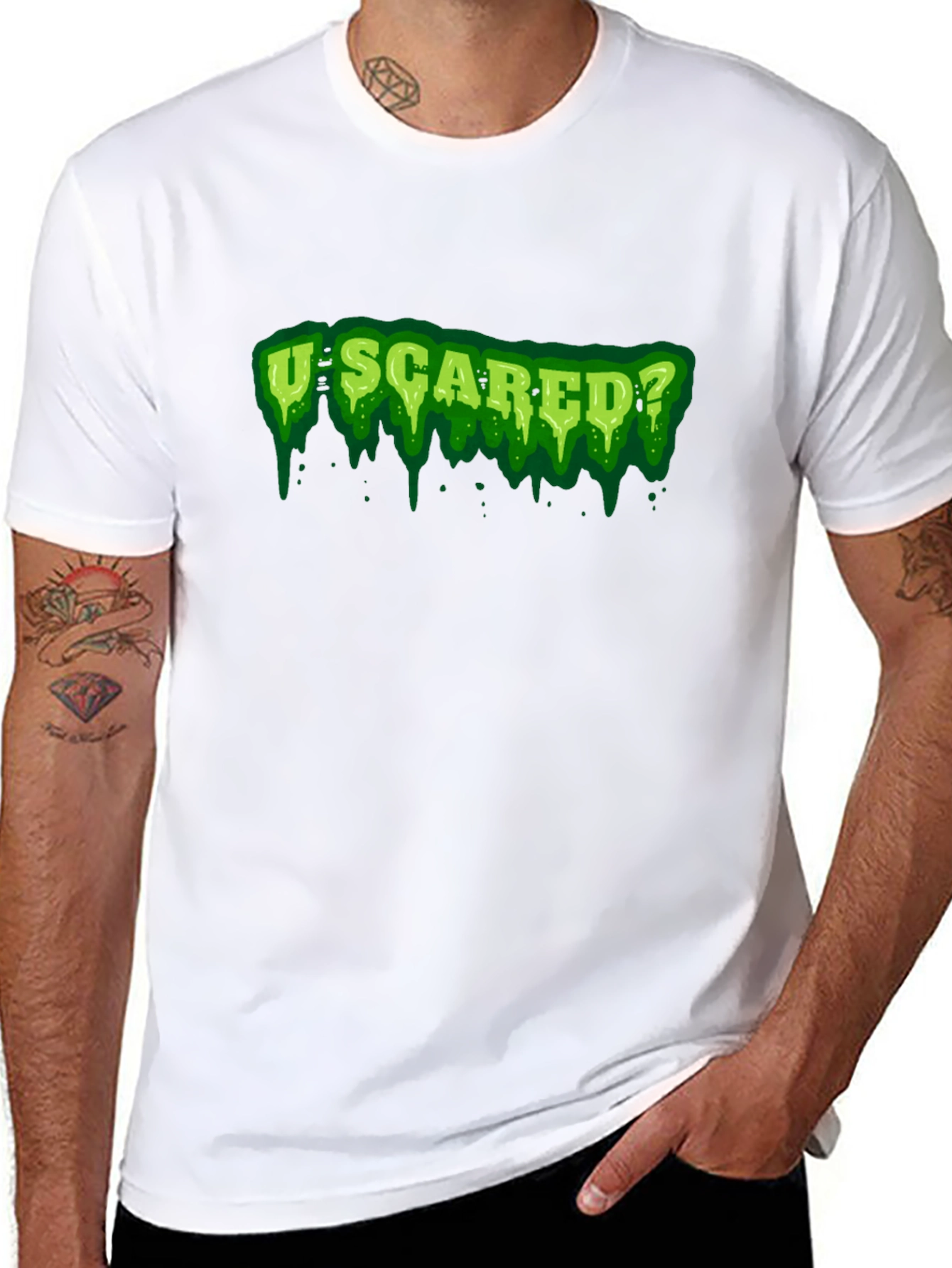 U Scared? Graphic Print Black T-Shirt