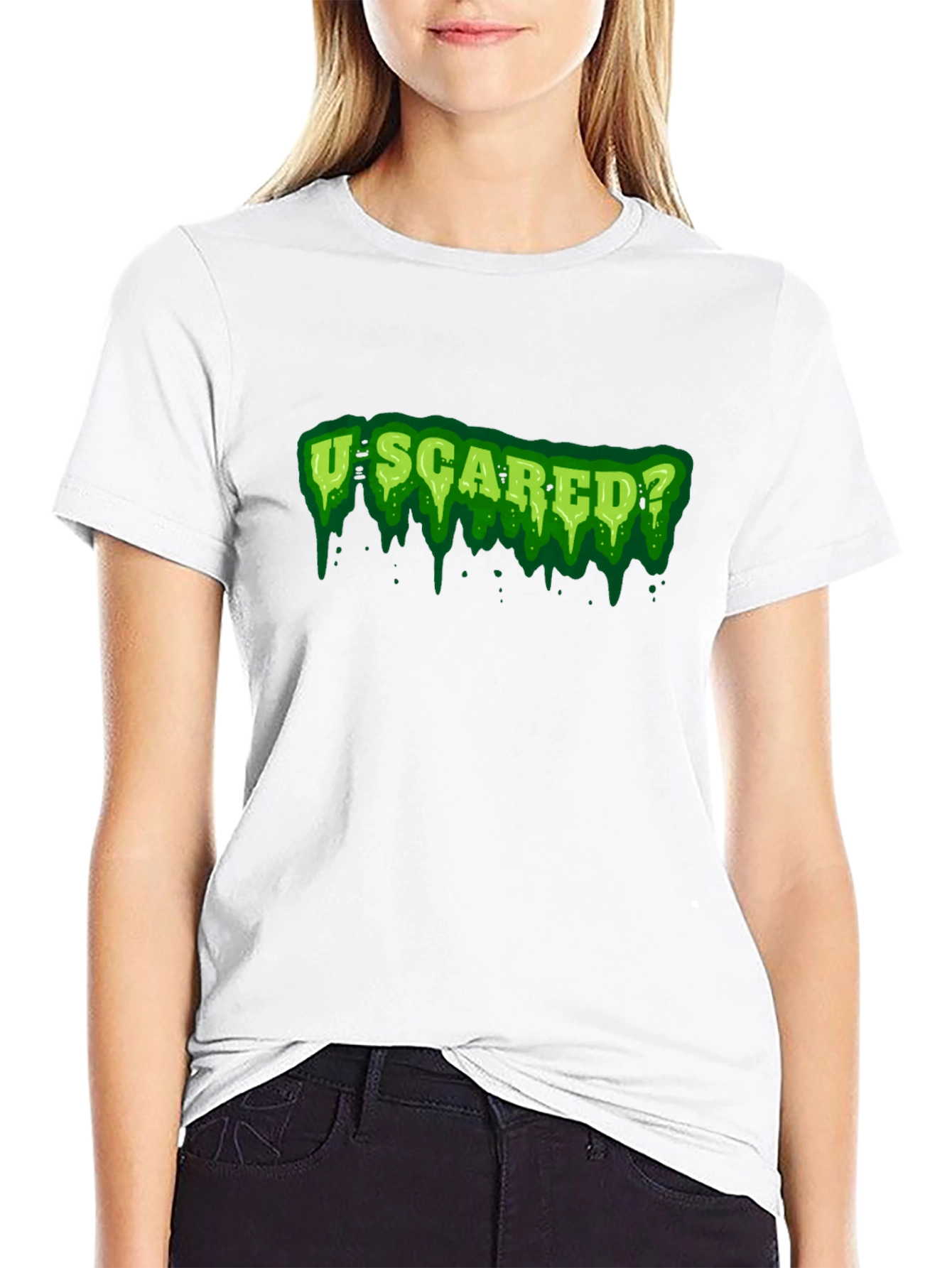 U Scared? Graphic Print Black T-Shirt