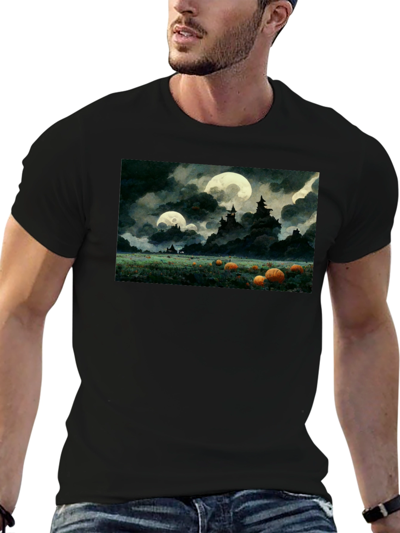 Spooky Pumpkin Patch Moonlit T-Shirt