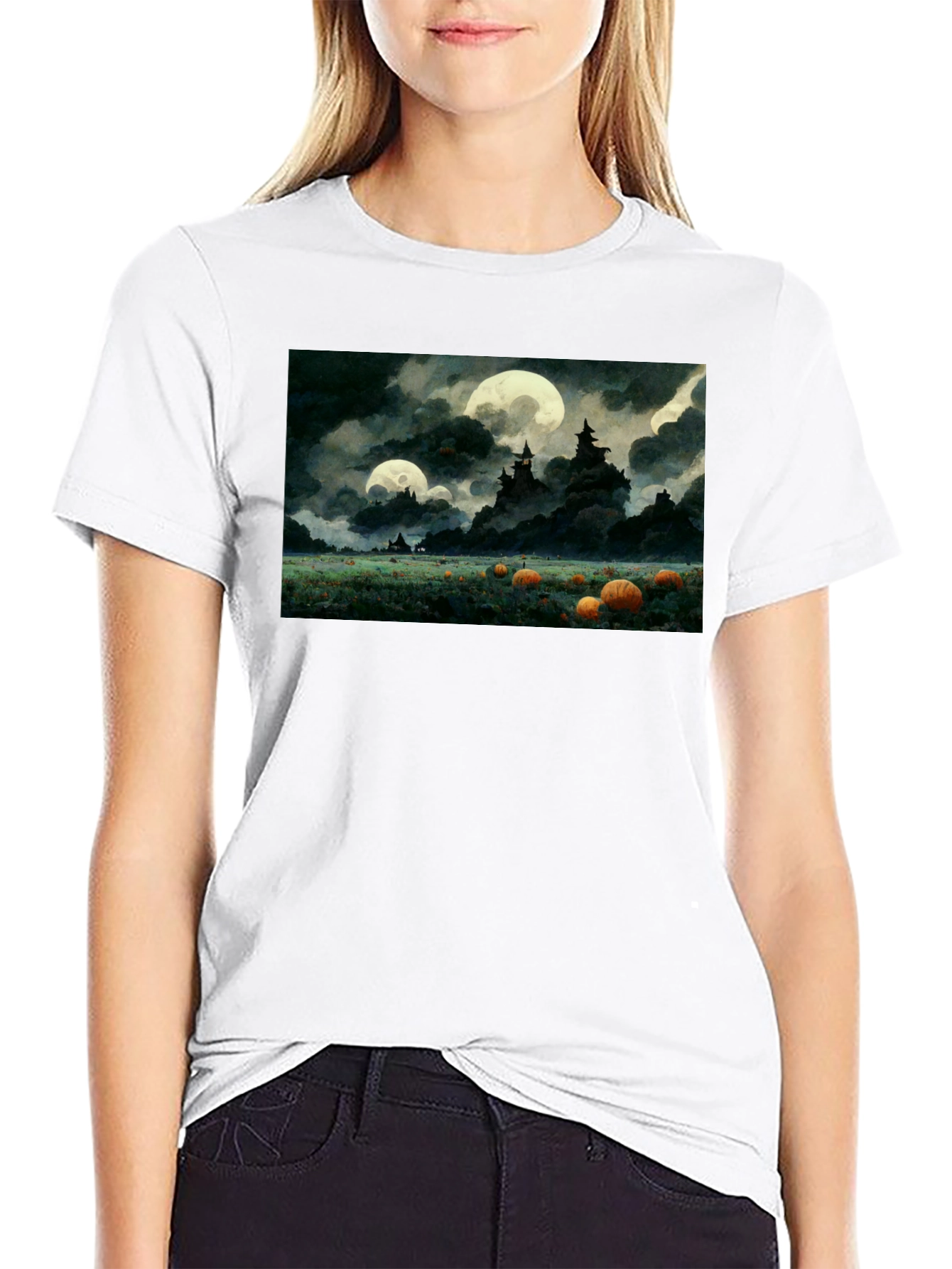 Spooky Pumpkin Patch Moonlit T-Shirt