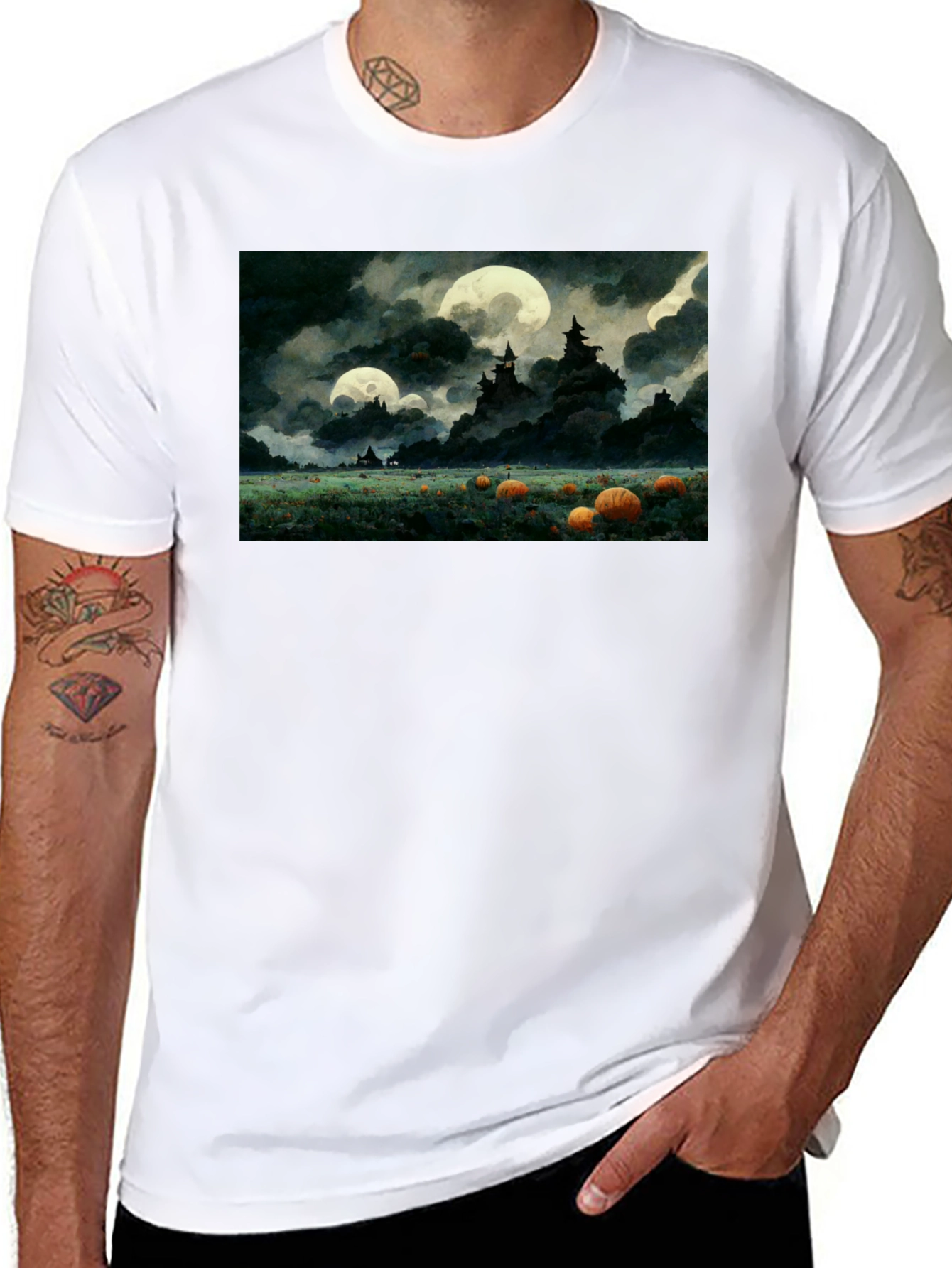 Spooky Pumpkin Patch Moonlit T-Shirt