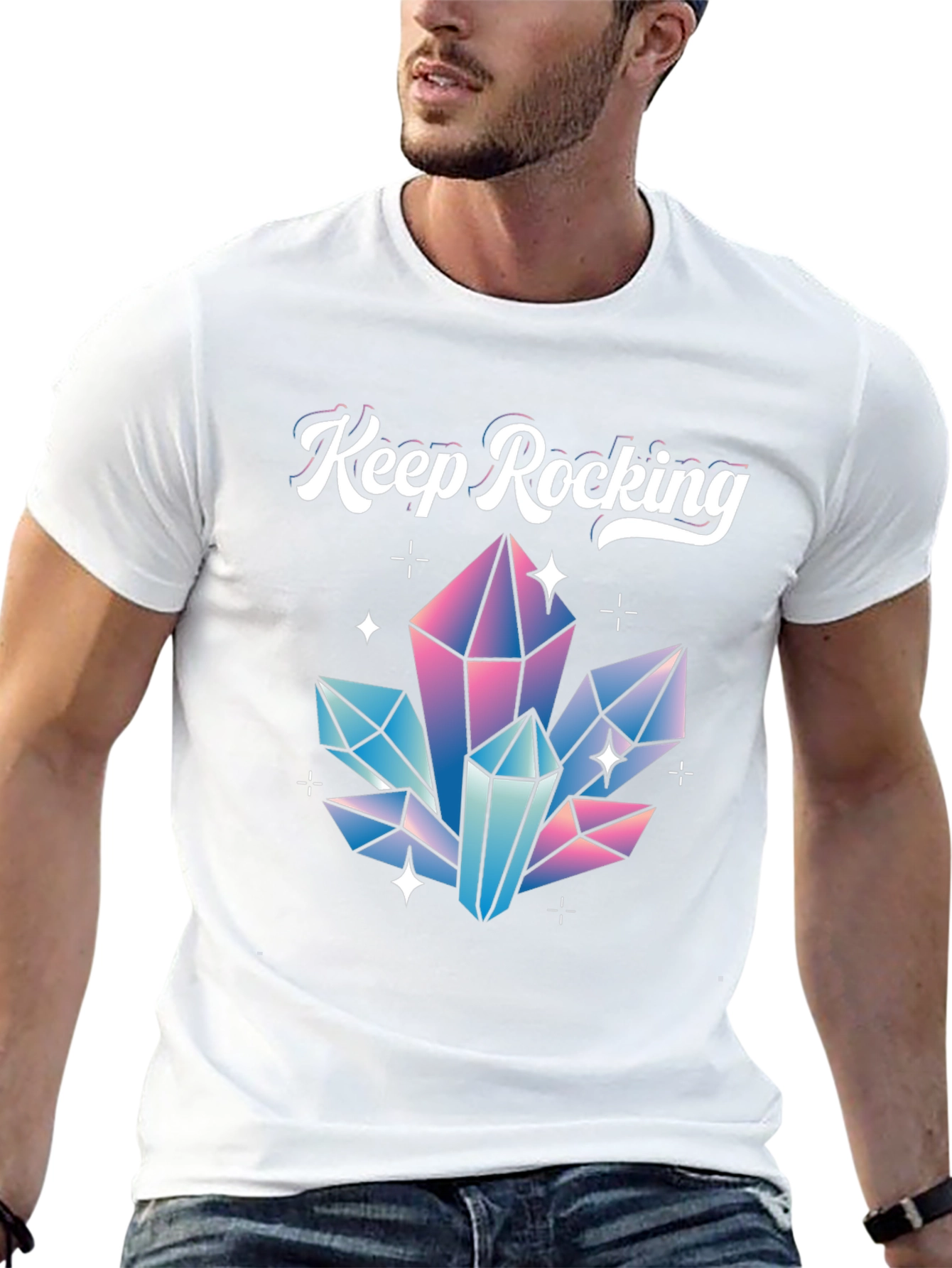 Keep Rocking Crystal Graphic Tee - Black