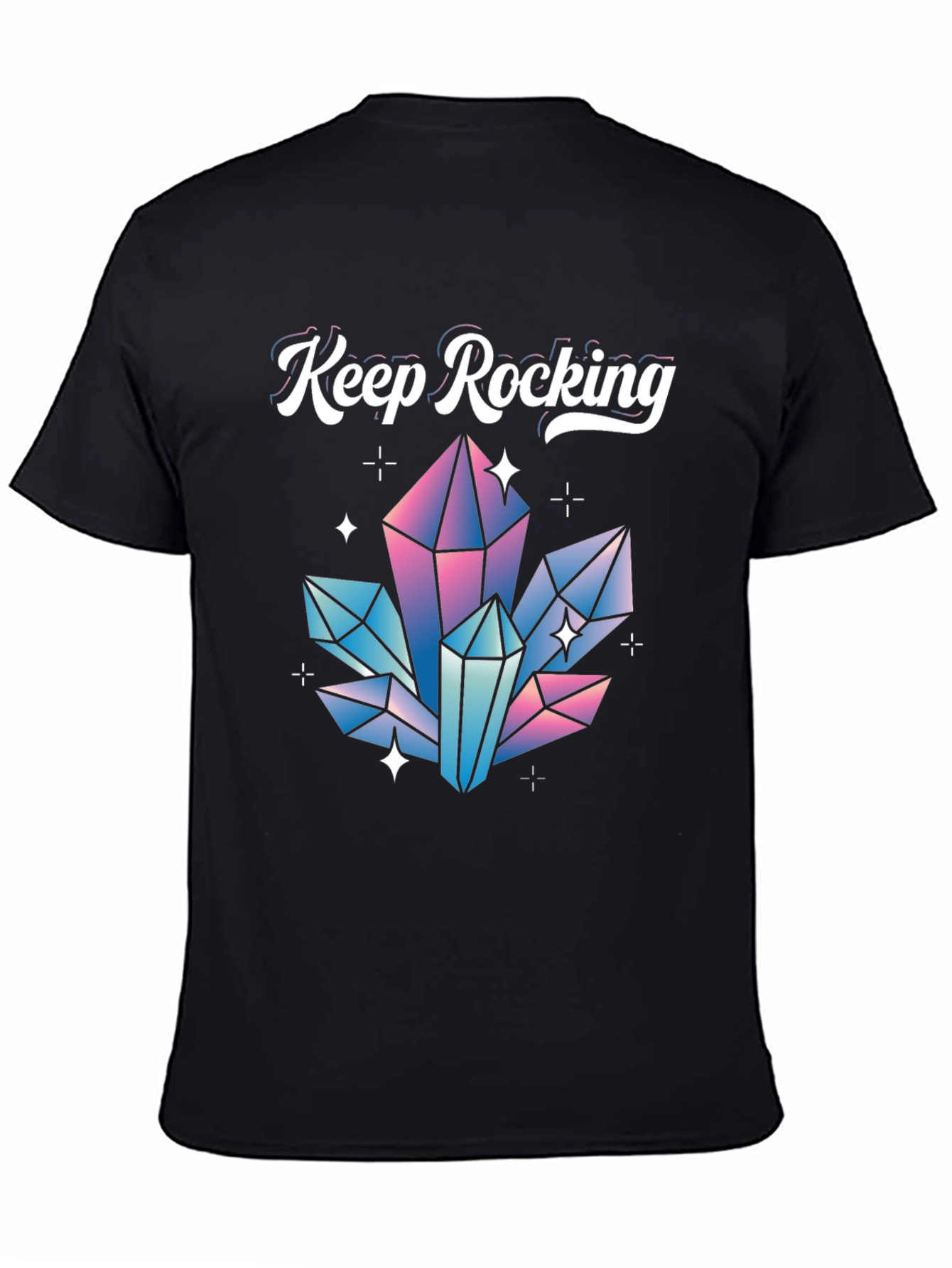 Keep Rocking Crystal Graphic Tee - Black