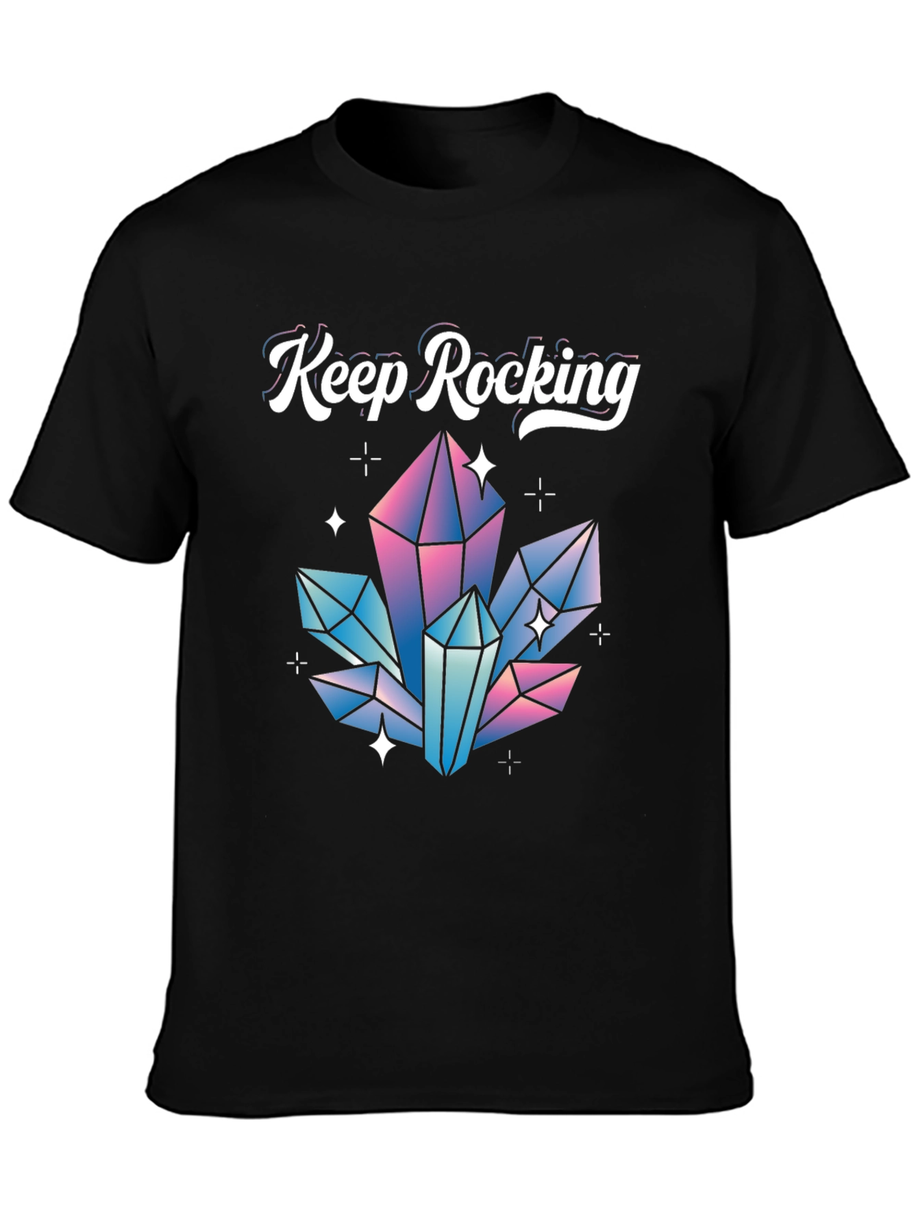 Keep Rocking Crystal Graphic Tee - Black