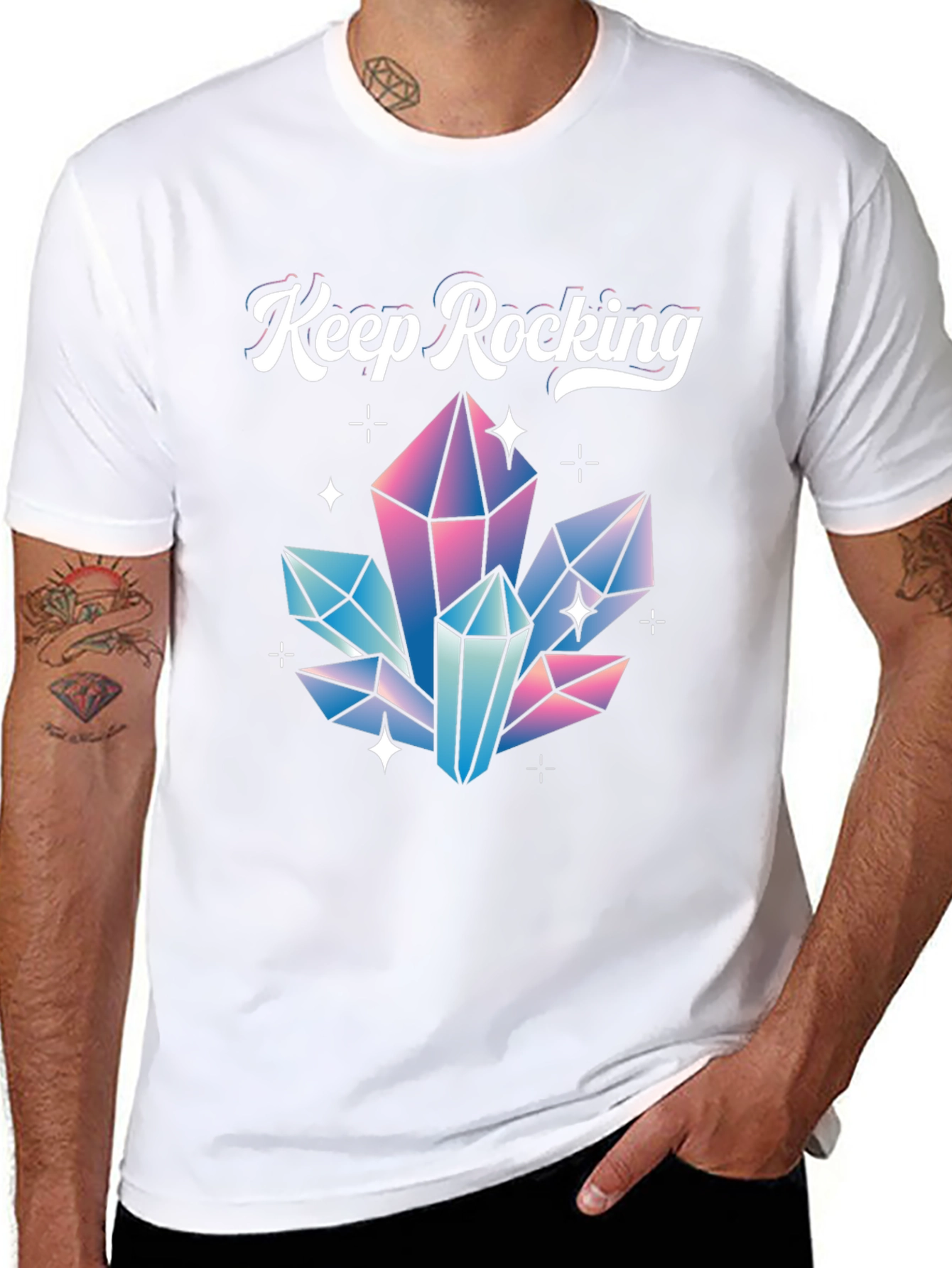 Keep Rocking Crystal Graphic Tee - Black
