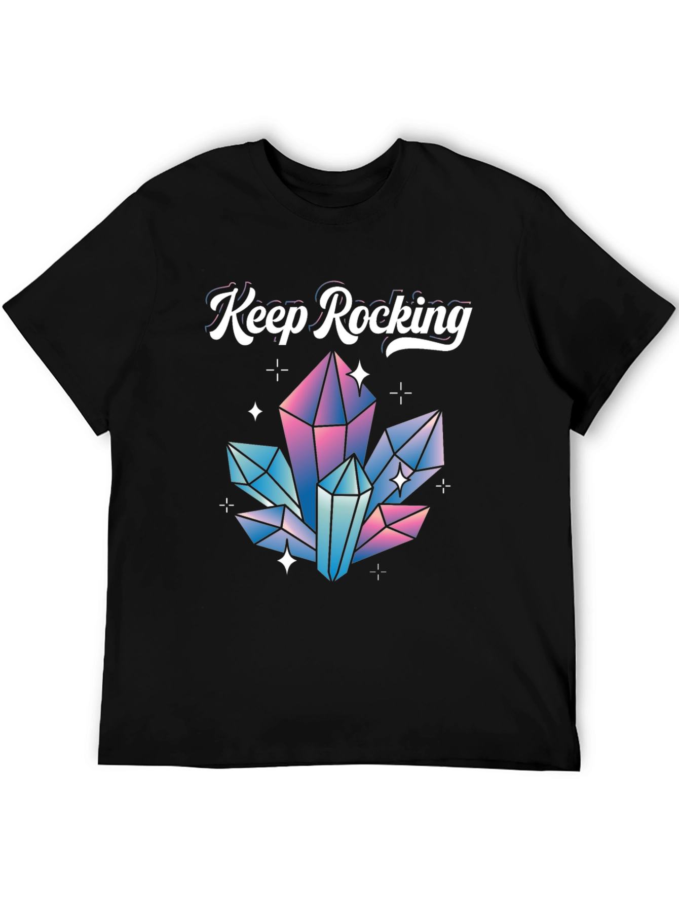 Keep Rocking Crystal Graphic Tee - Black