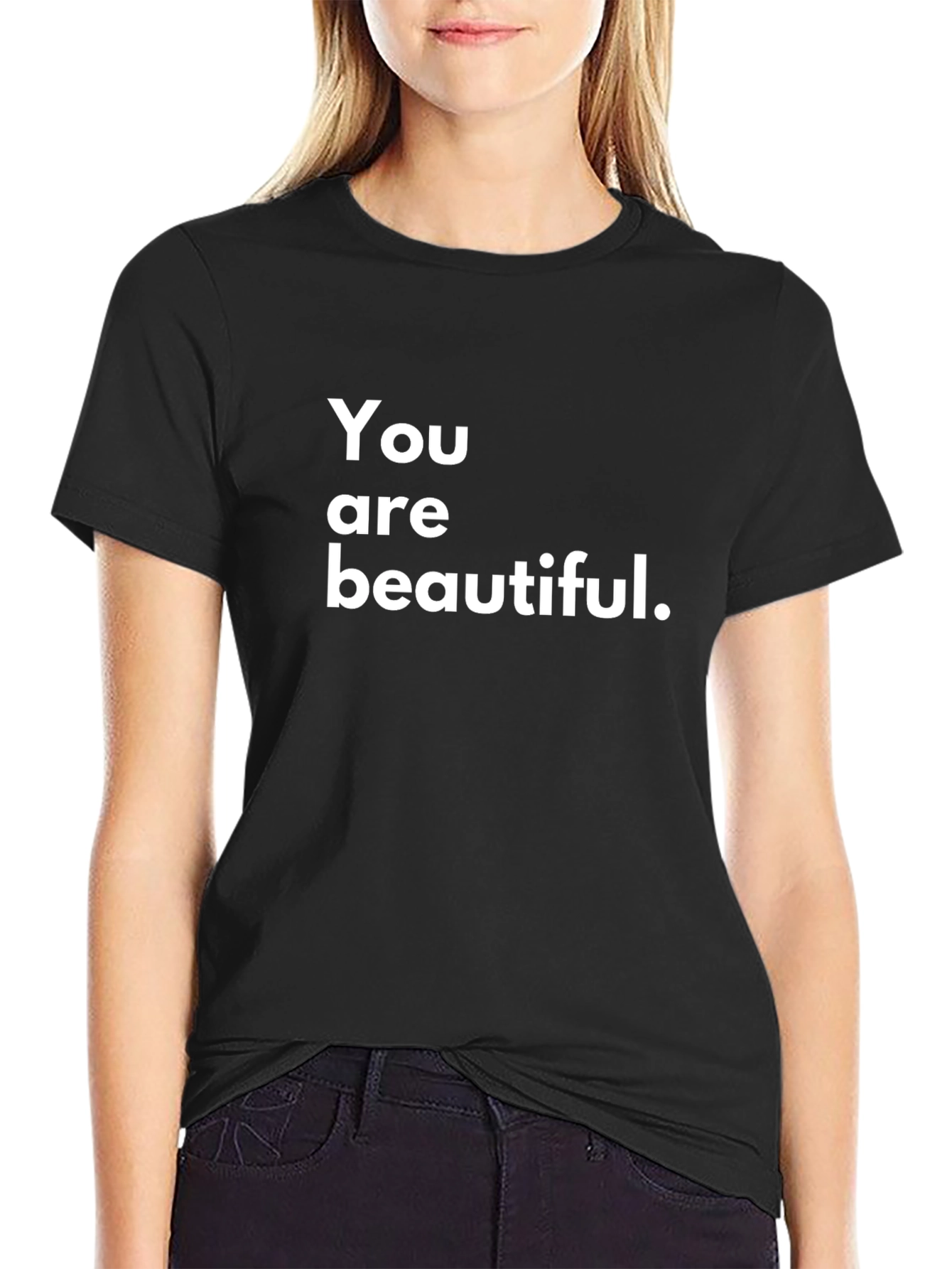 You Are Beautiful T-Shirt - Black Crew Neck Tee