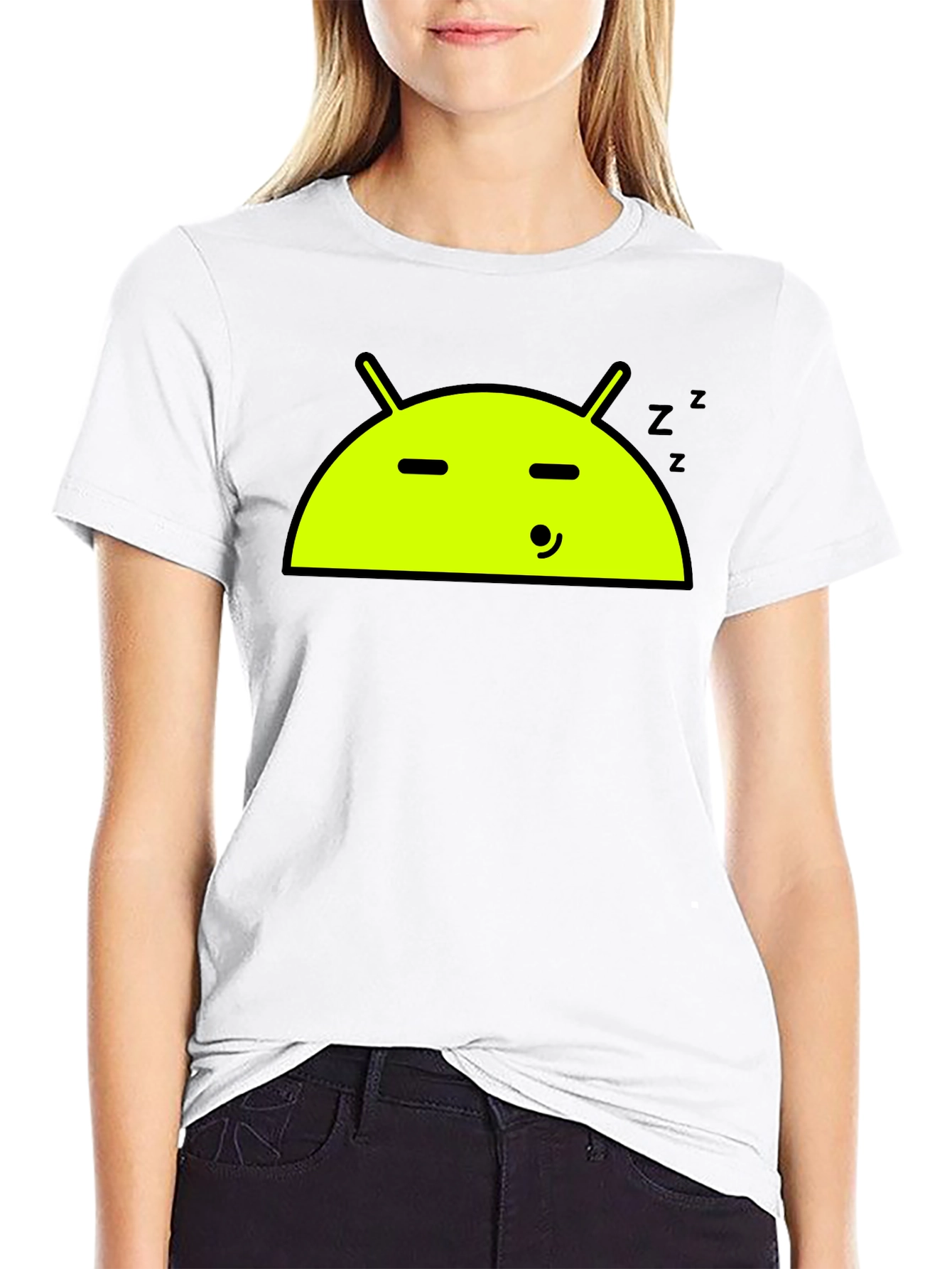 Android Sleeping T-Shirt - Black Cotton Tee