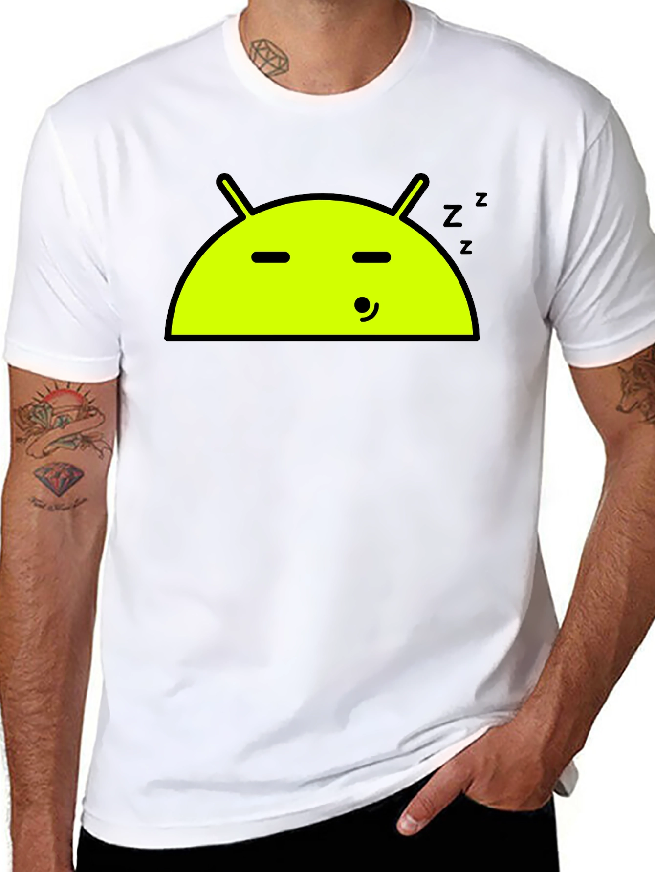 Android Sleeping T-Shirt - Black Cotton Tee