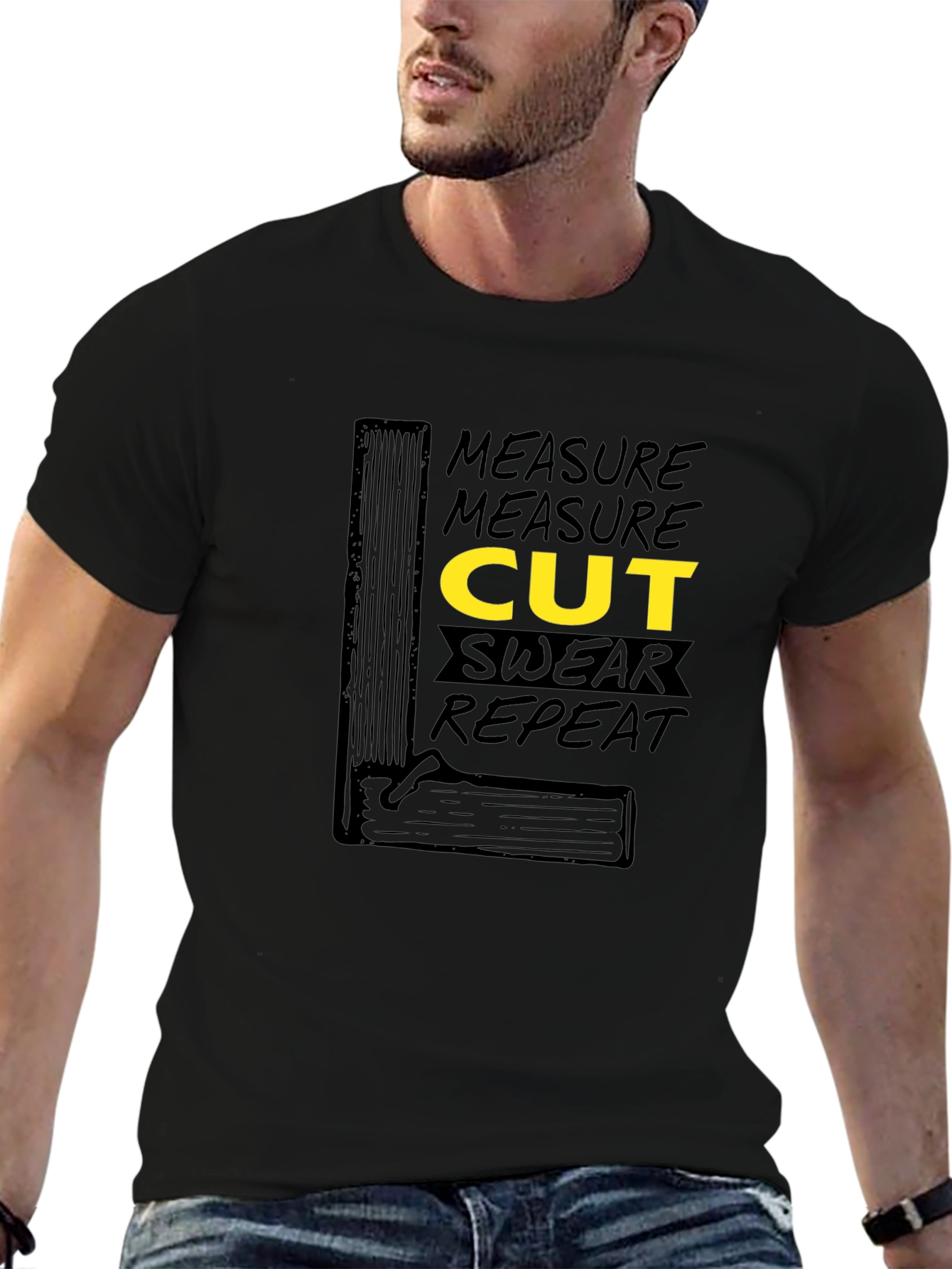 Measure Cut Swear Repeat Graphic T-Shirt