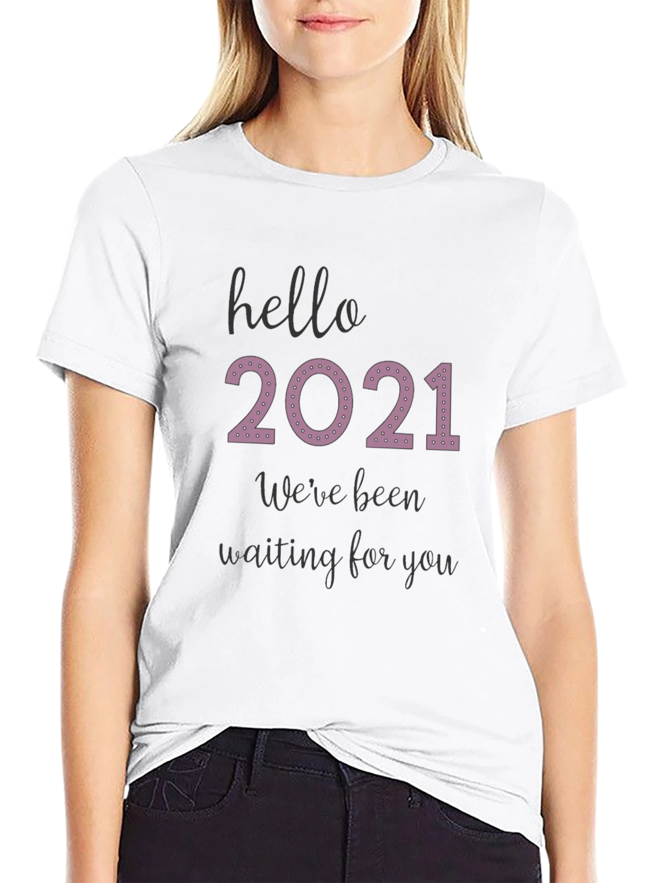 Hello 2021 Tee - Comfy Black Graphic T-Shirt