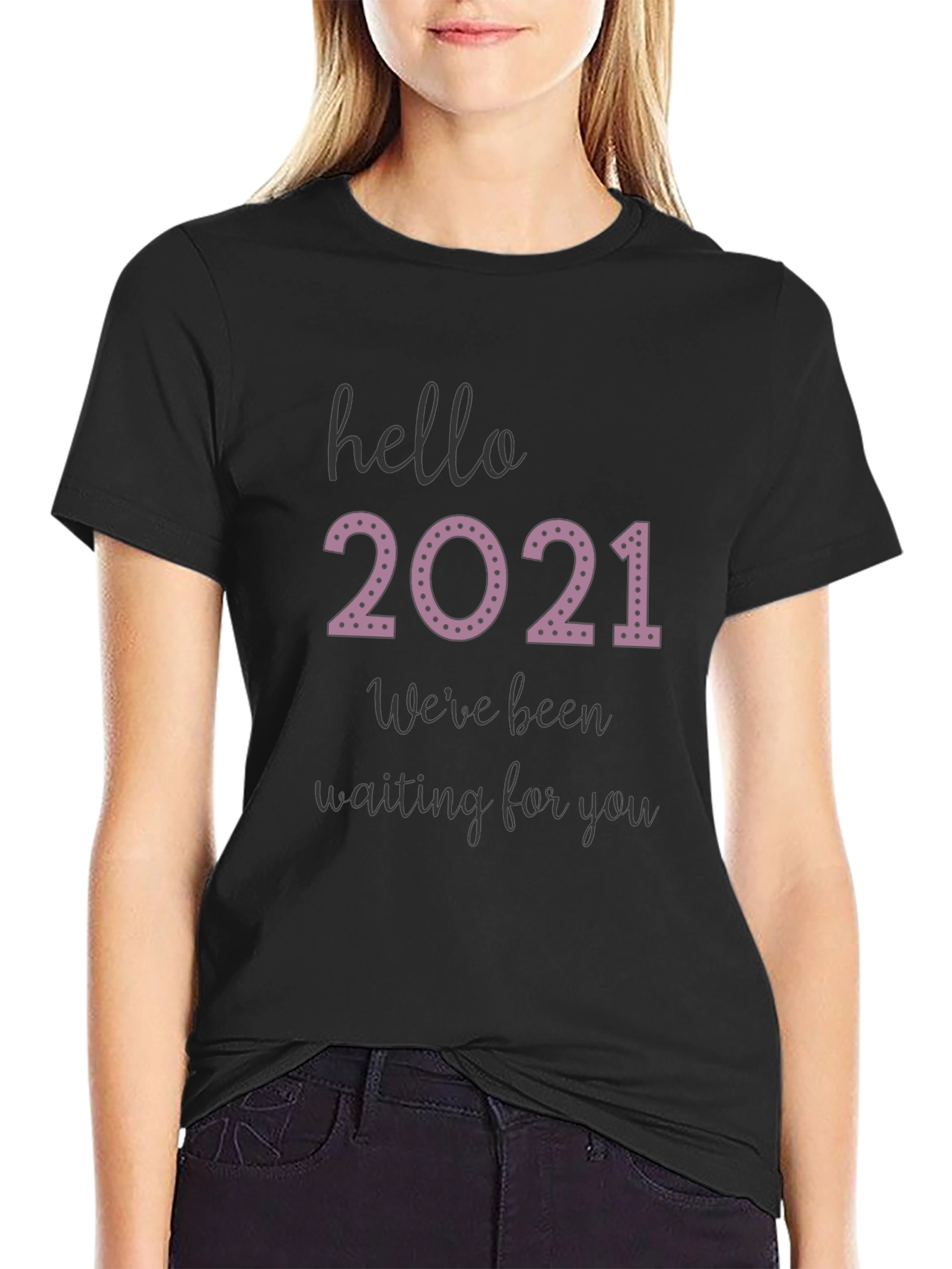 Hello 2021 Tee - Comfy Black Graphic T-Shirt