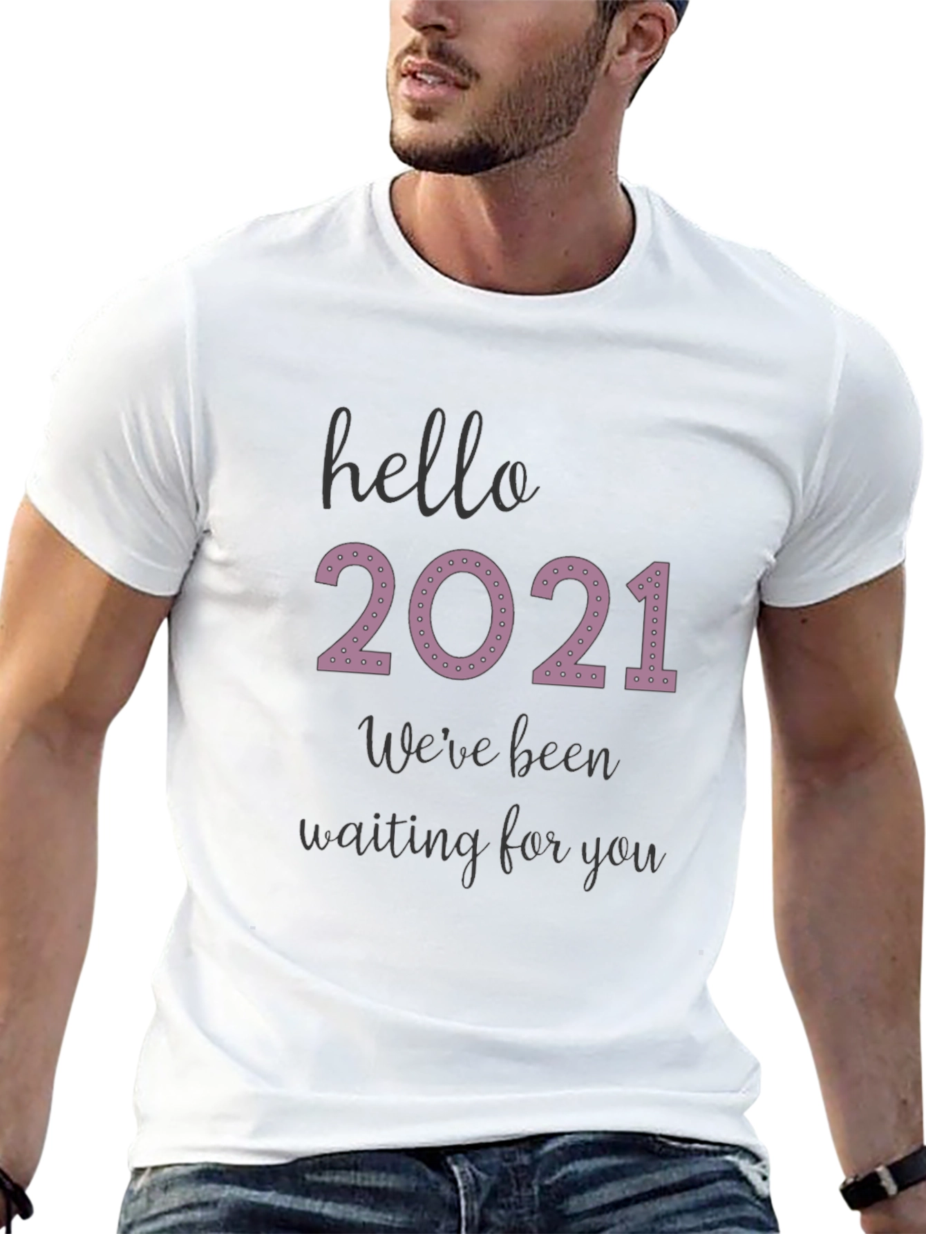 Hello 2021 Tee - Comfy Black Graphic T-Shirt